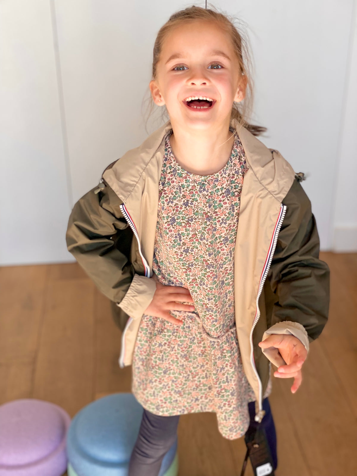 LAURA JO - Imperméable réversible léger GARANCE KIDS enfant (mixte) - Kaki / Beige • DÉSTOCKAGE sur Taille 6 ans
