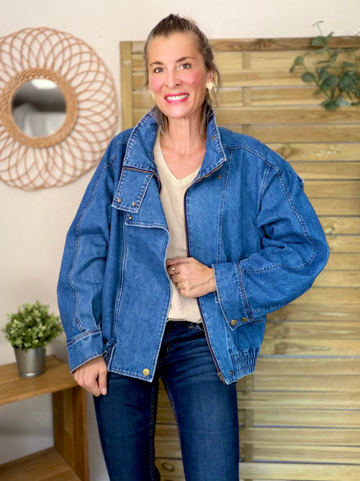 ⚡️ ARRIVAGE • Veste en jean oversized col montant ARIANE
