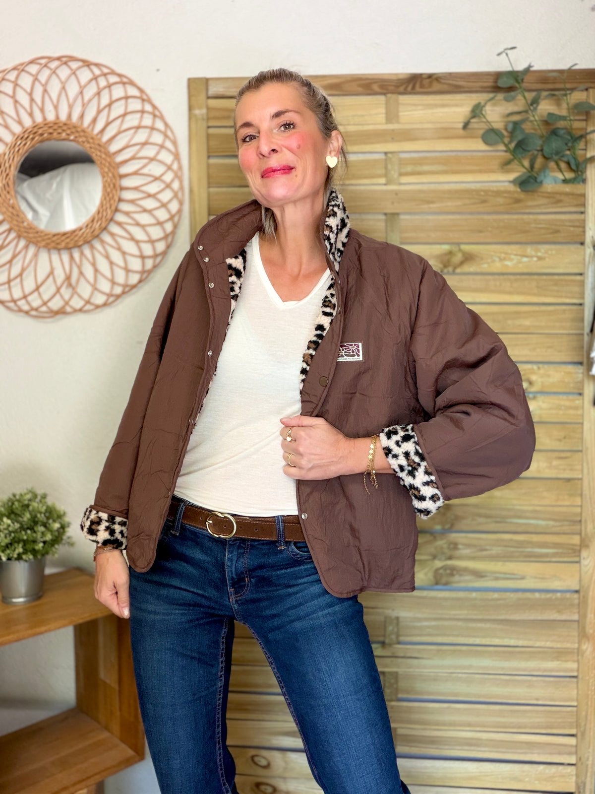 Veste matelassée réversible Sherpa AMÉLIE Choco / Léo