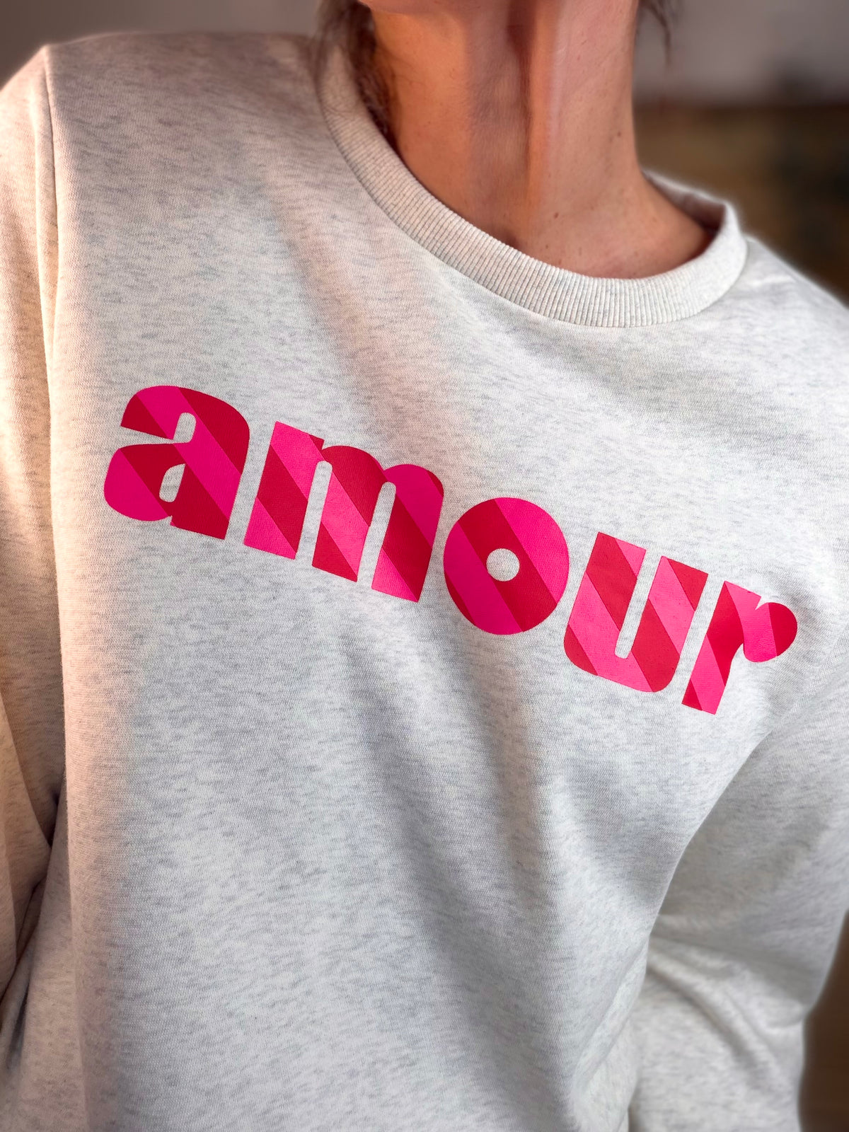 Sweat amour SIENNA - Gris / Rose - FIN DE SÉRIE