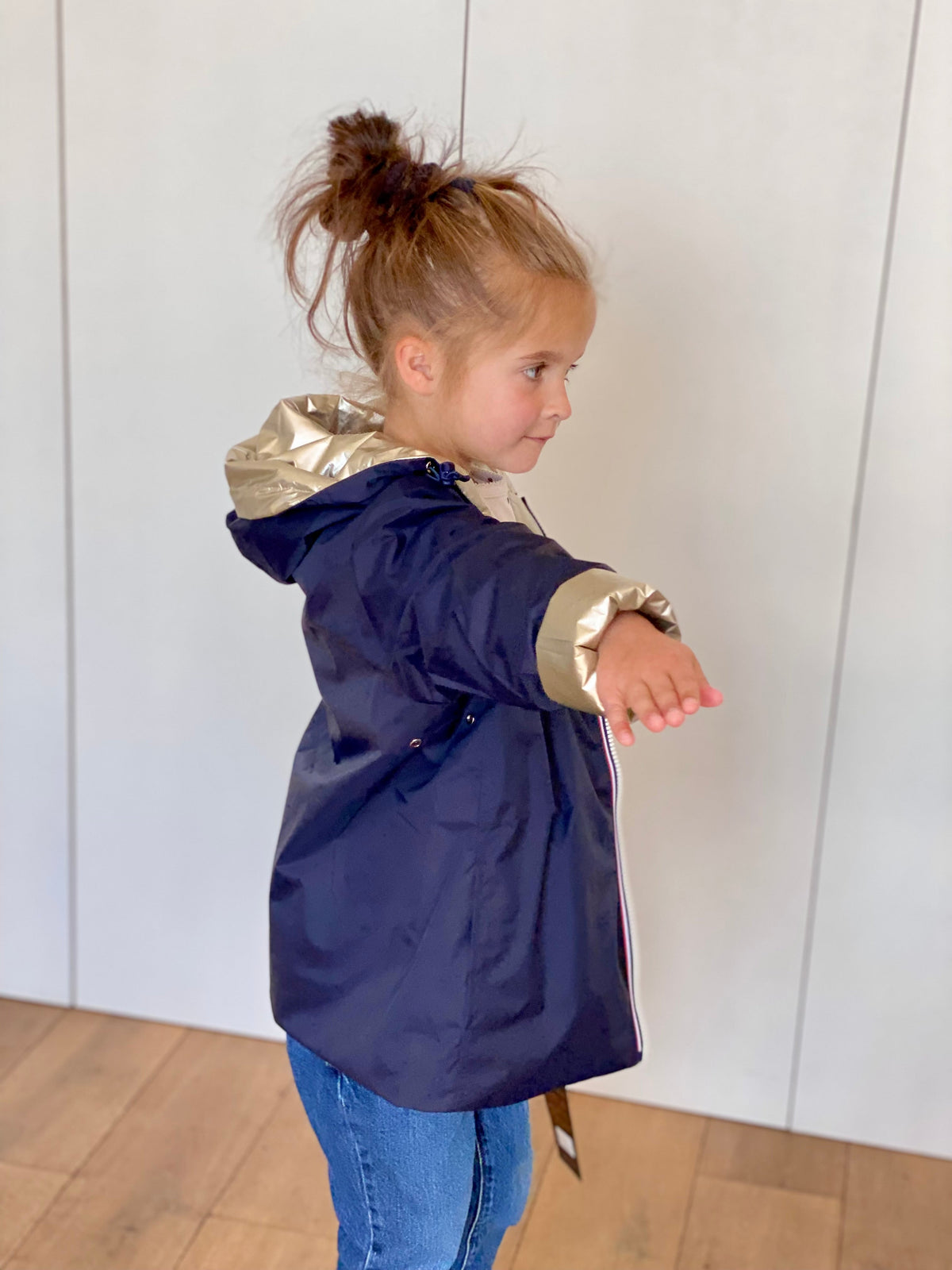 Imperméable réversible rembourré LOUISON KIDS enfant (mixte) - Bleu Marine / Doré