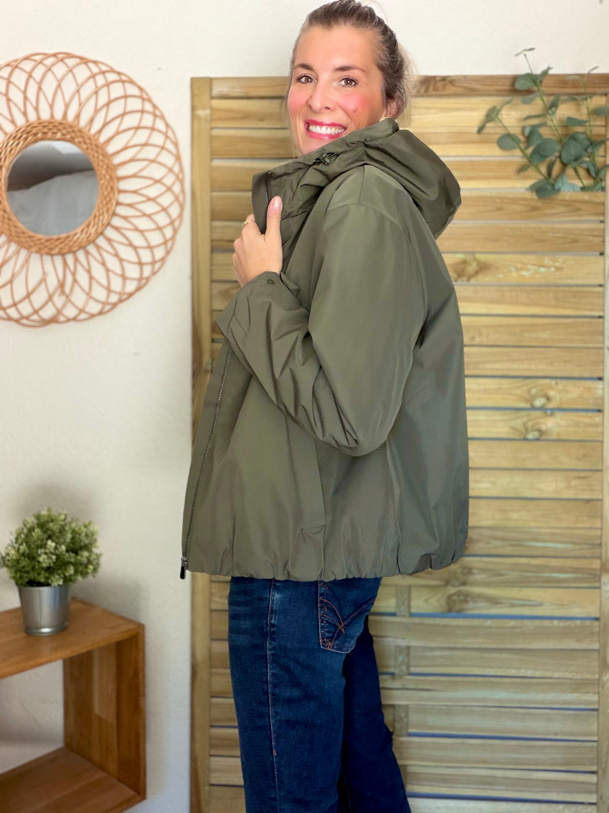 LAURA JO - Imperméable fourré sherpa EVA court - Kaki