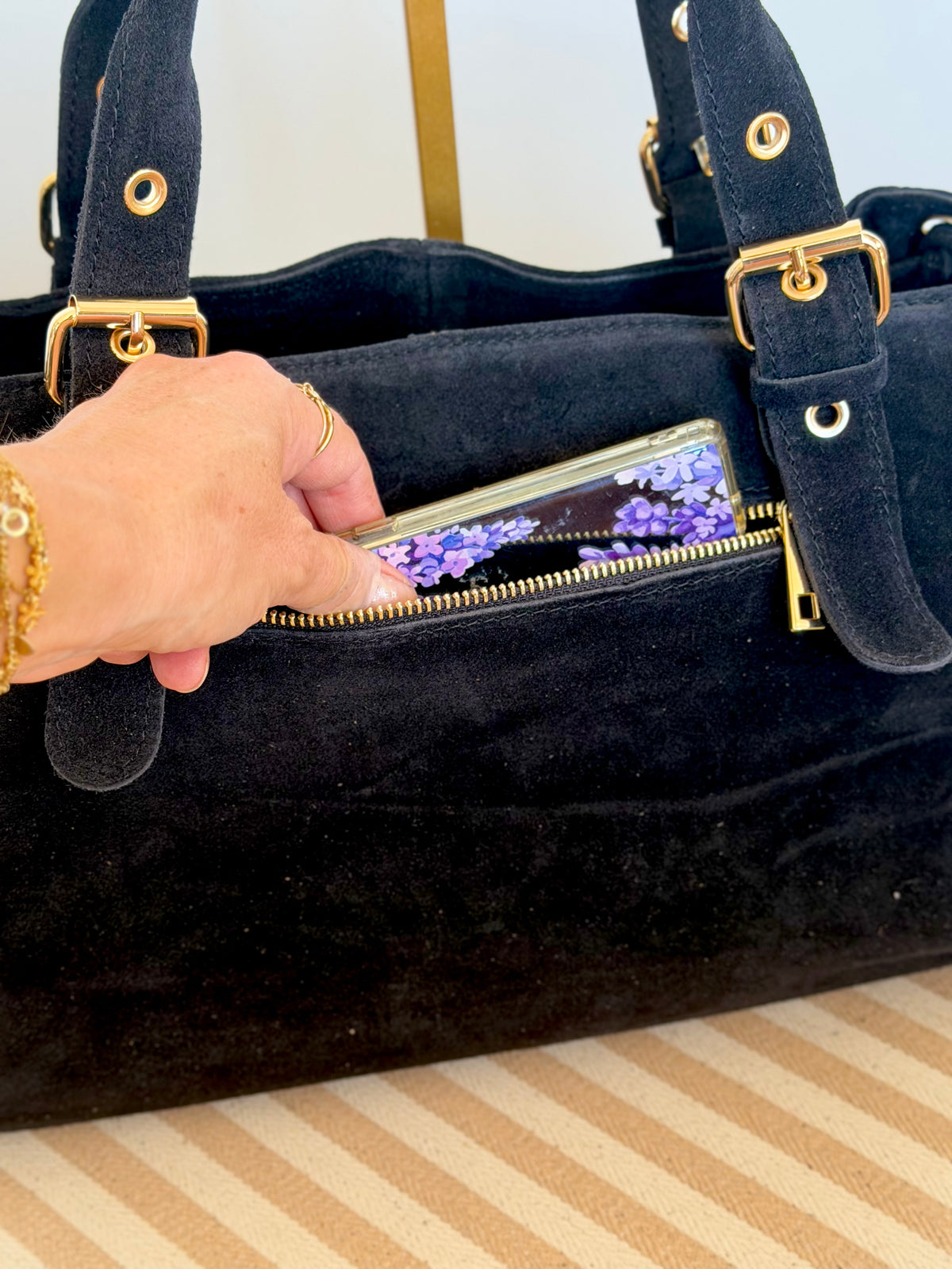Sac cabas XL en cuir daim • JASPER Noir