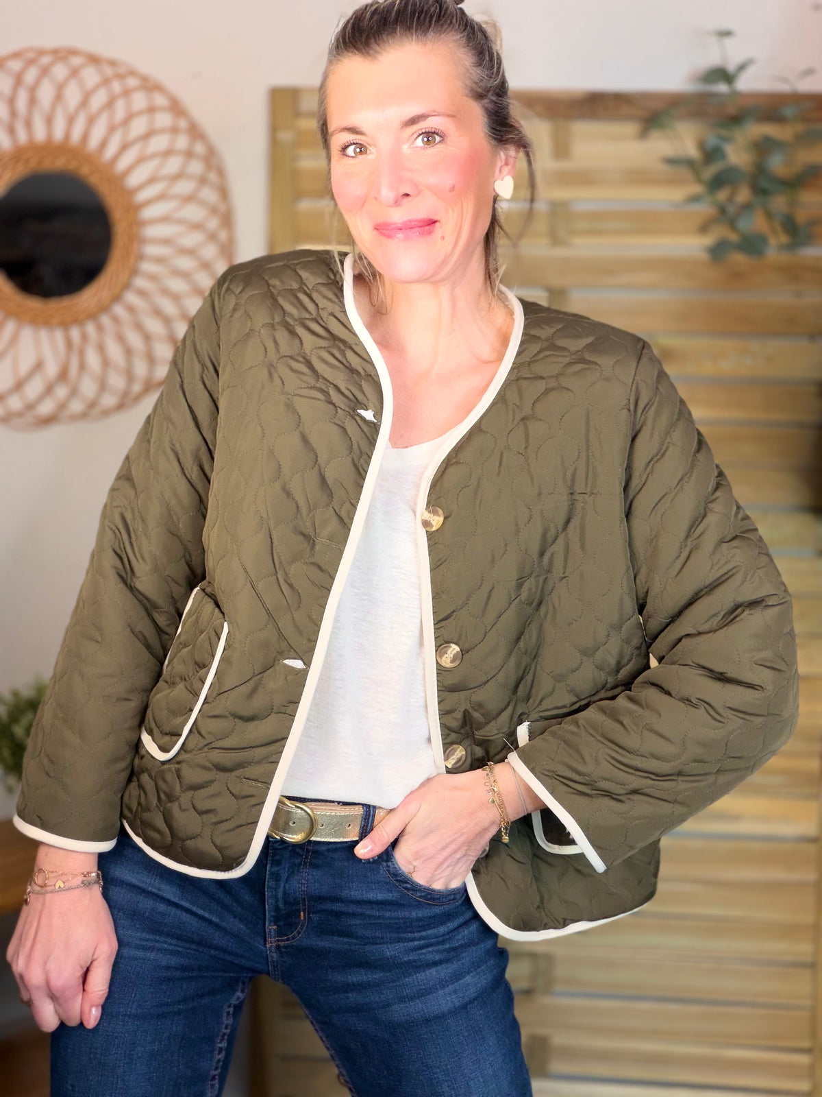 ⚡️ ARRIVAGE - Veste matelassée réversible Sherpa NOÉMIE Kaki