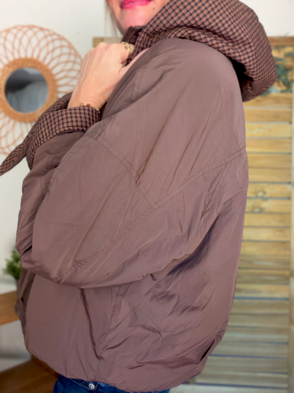 Veste matelassée capuche amovible réversible ODILE Chocolat
