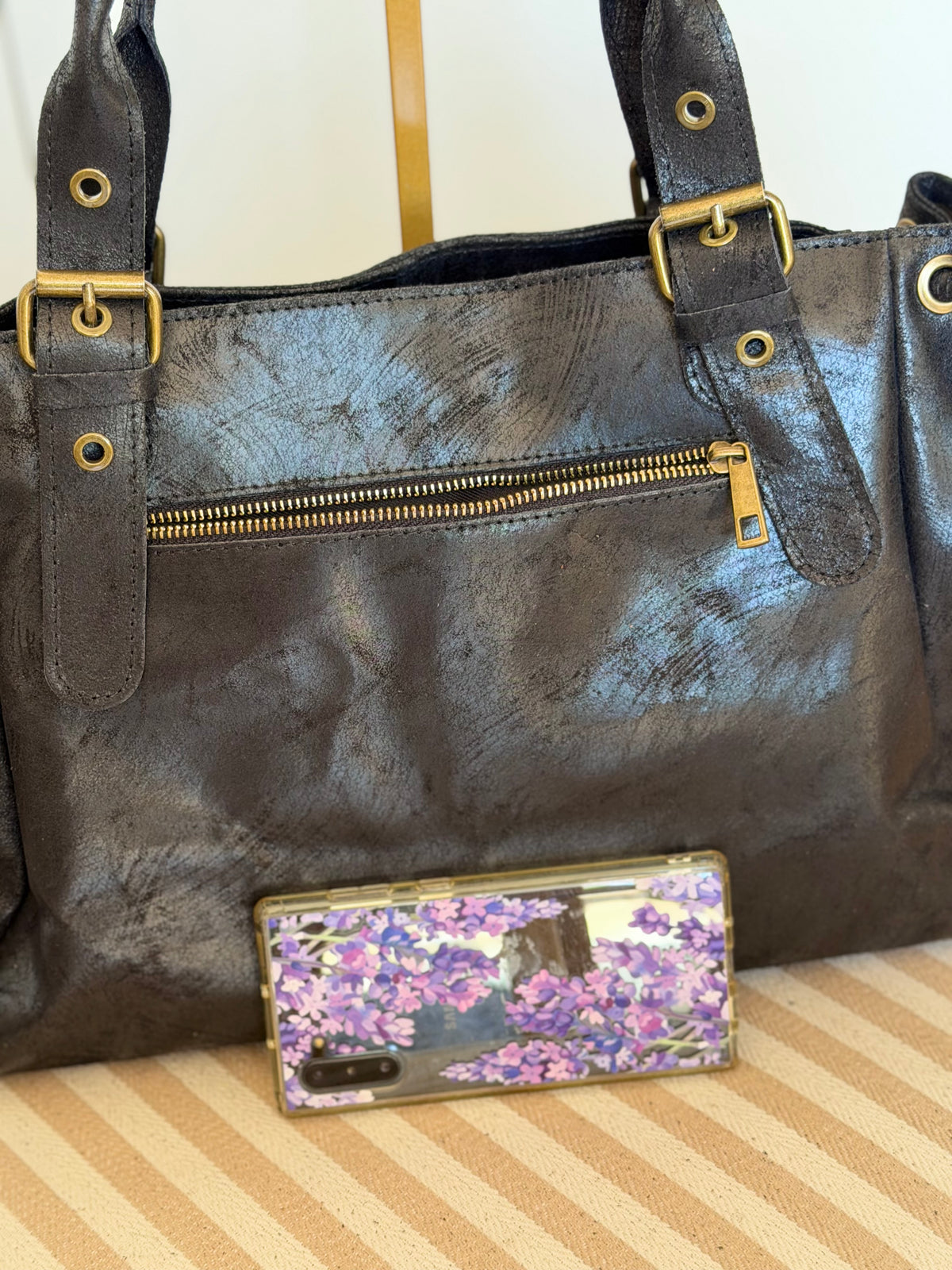 Sac cabas XL en cuir vieilli • COOPER Noir