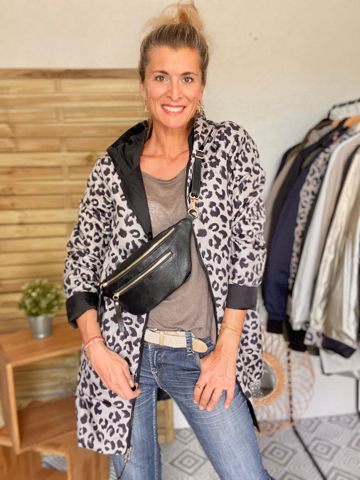 LAURA JO - Imperméable réversible rembourré LOUISON LONG - Noir / Léo