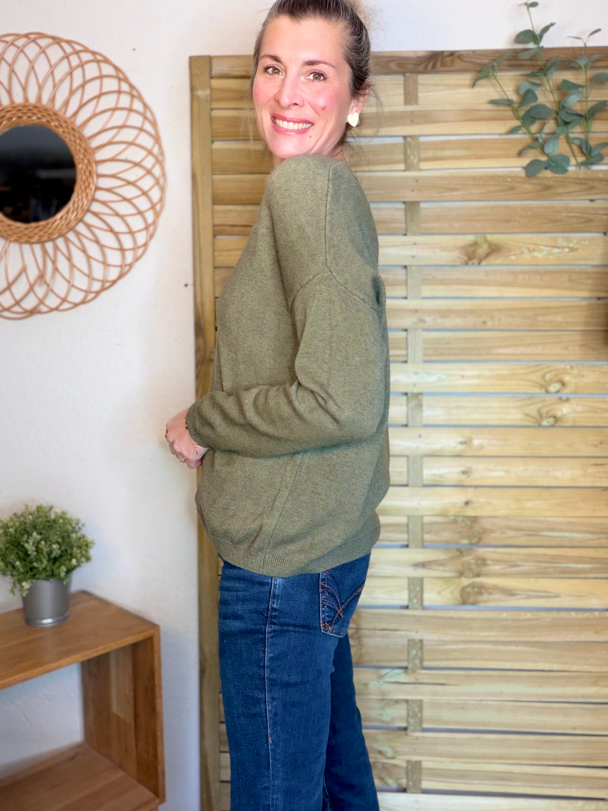 Pull fin 3 cœurs 💛 BERTILLE - Kaki - FIN DE SÉRIE