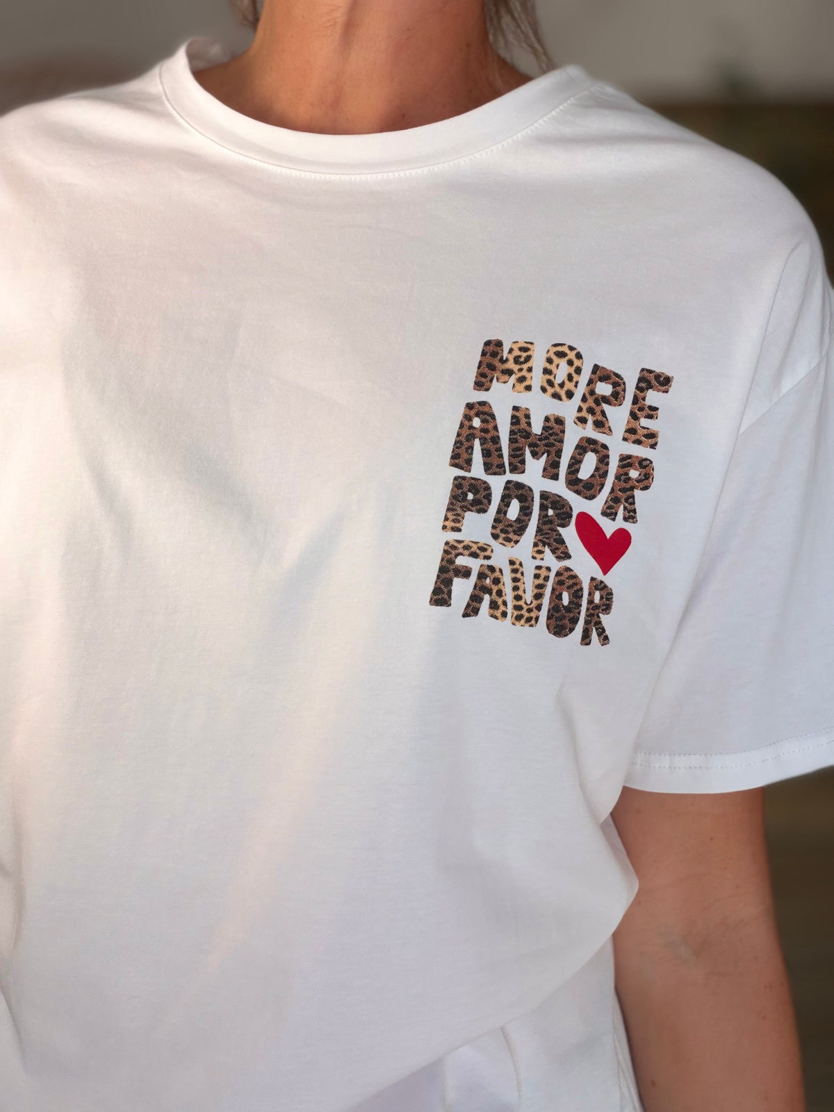 Tee shirt MORE AMOR POR FAVOR - RITA Blanc/Léo - FIN DE SÉRIE