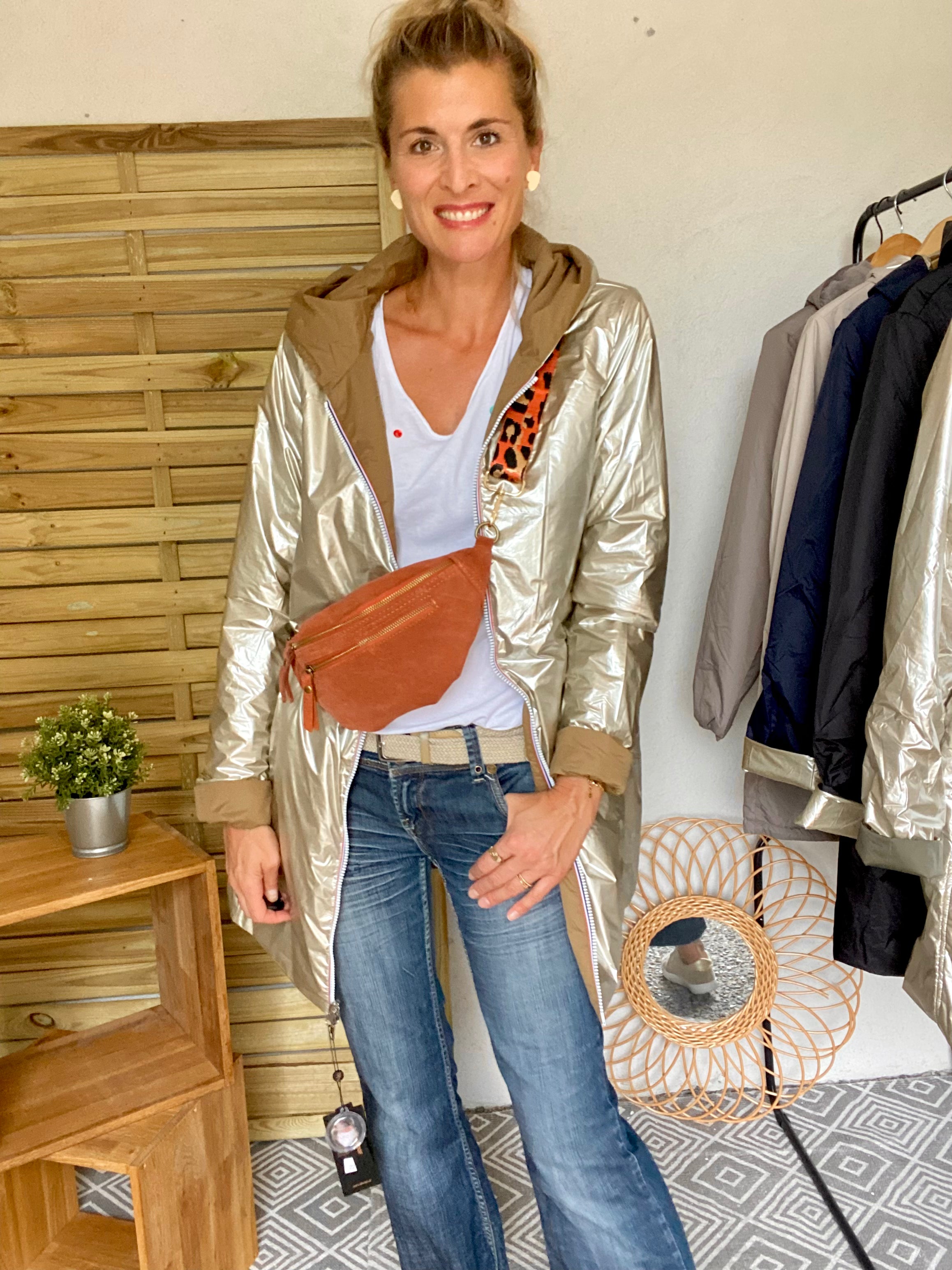 LAURA JO - Imperméable réversible rembourré LOUISON LONG - Camel/Doré