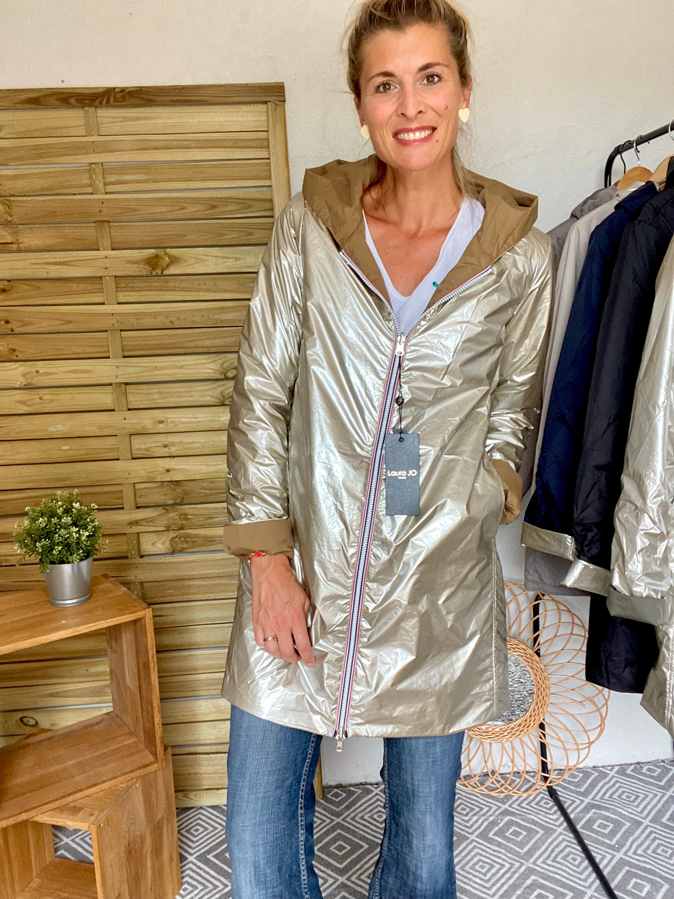 LAURA JO - Imperméable réversible rembourré LOUISON LONG - Camel/Doré