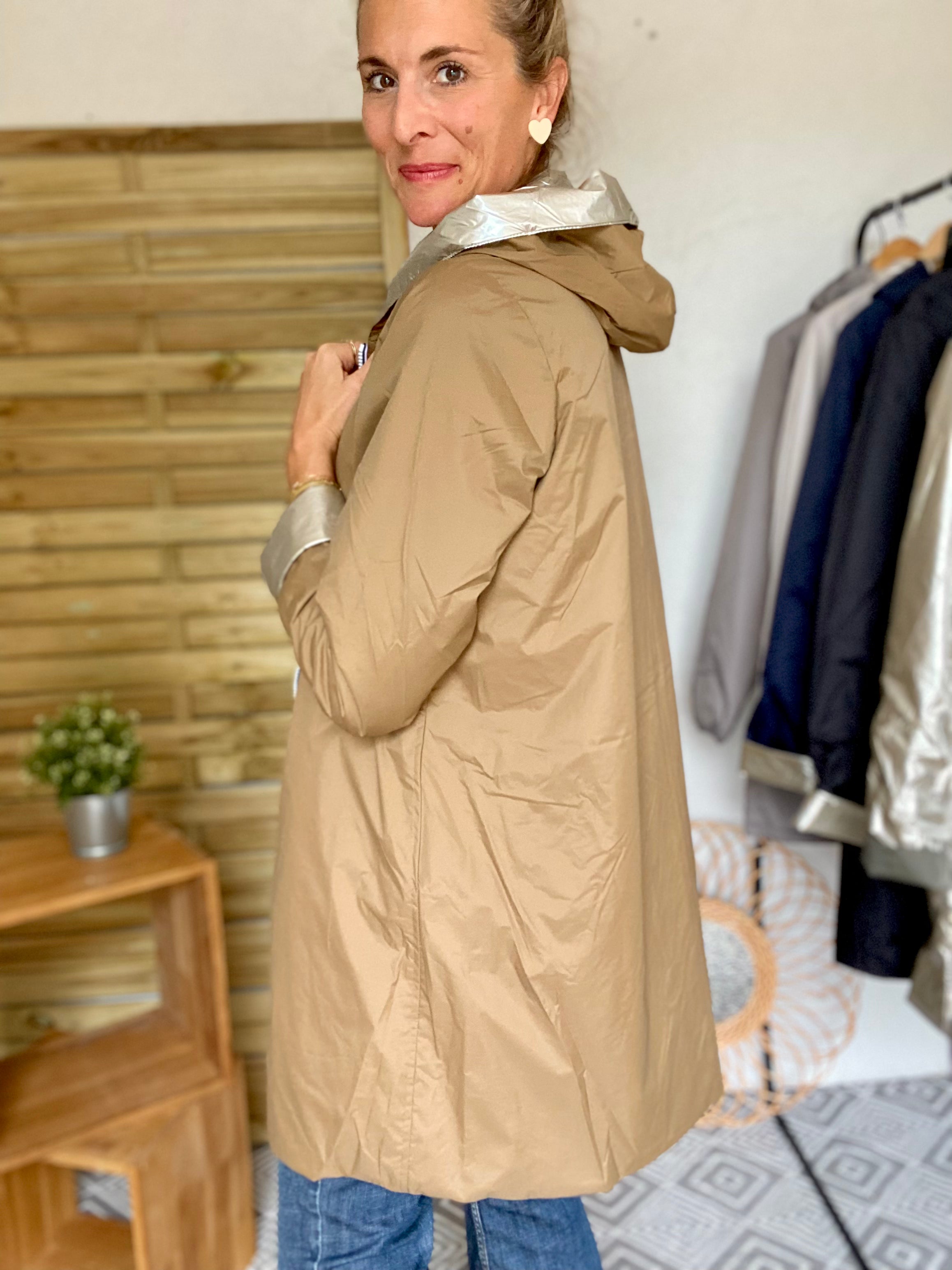 LAURA JO - Imperméable réversible rembourré LOUISON LONG - Camel/Doré