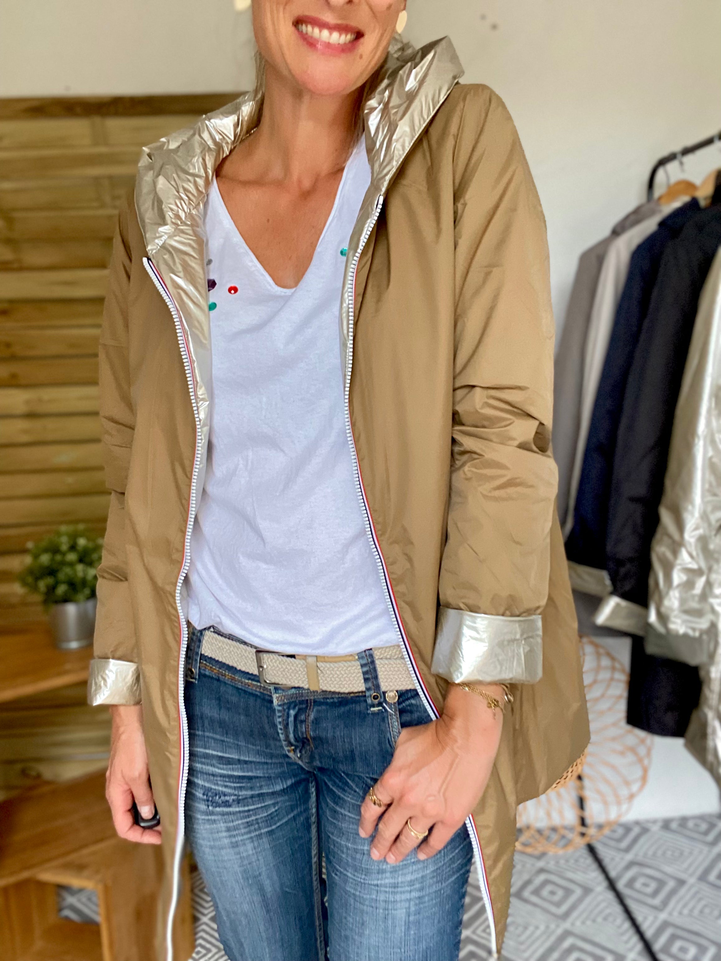 LAURA JO - Imperméable réversible rembourré LOUISON LONG - Camel/Doré