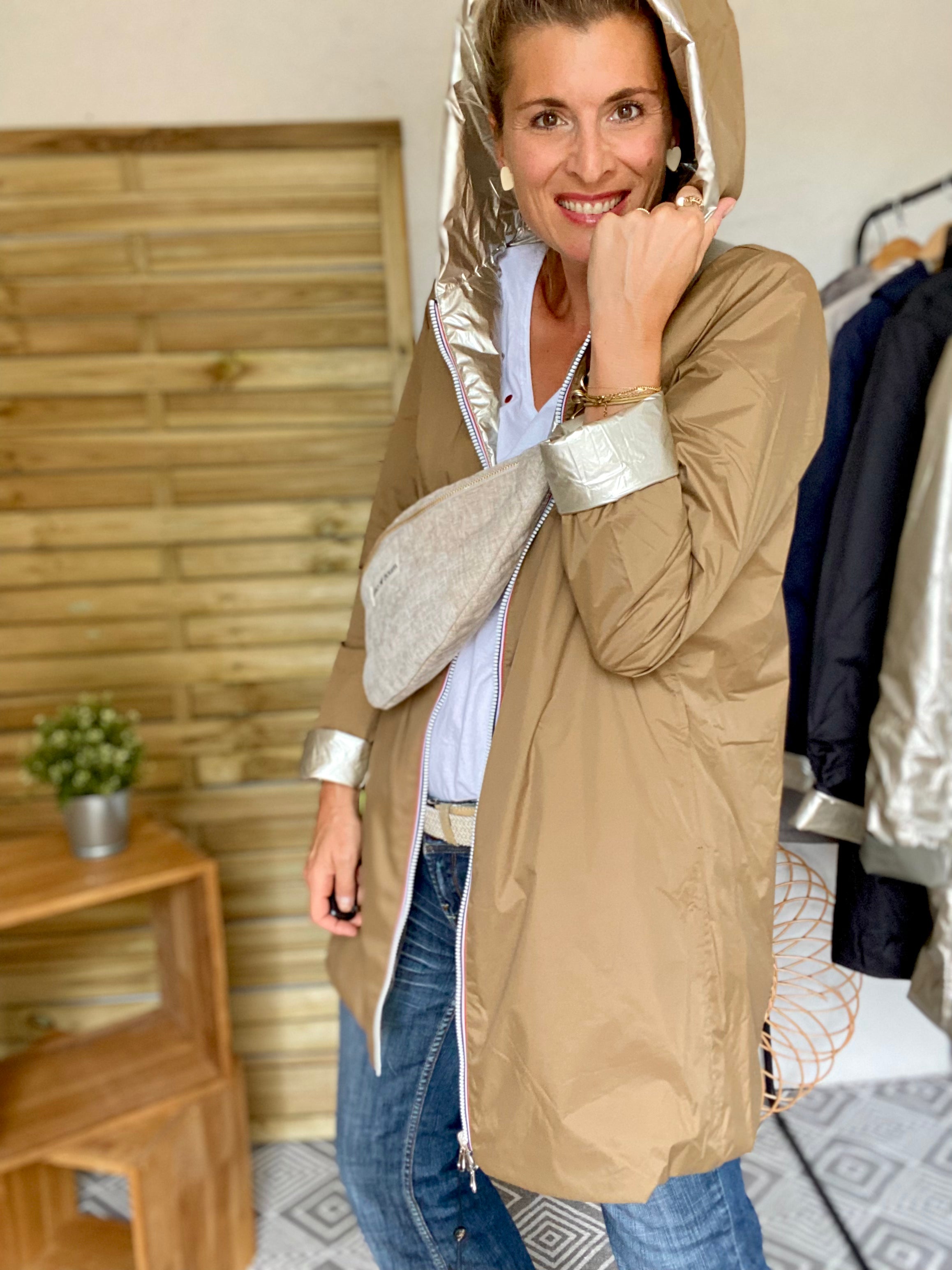 LAURA JO - Imperméable réversible rembourré LOUISON LONG - Camel/Doré