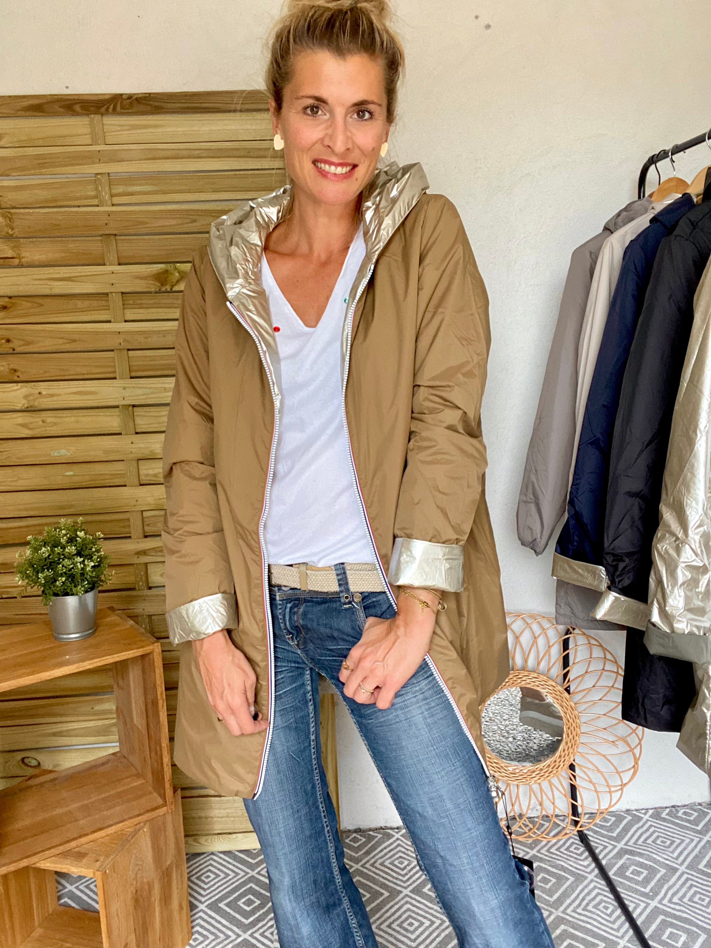 LAURA JO - Imperméable réversible rembourré LOUISON LONG - Camel/Doré