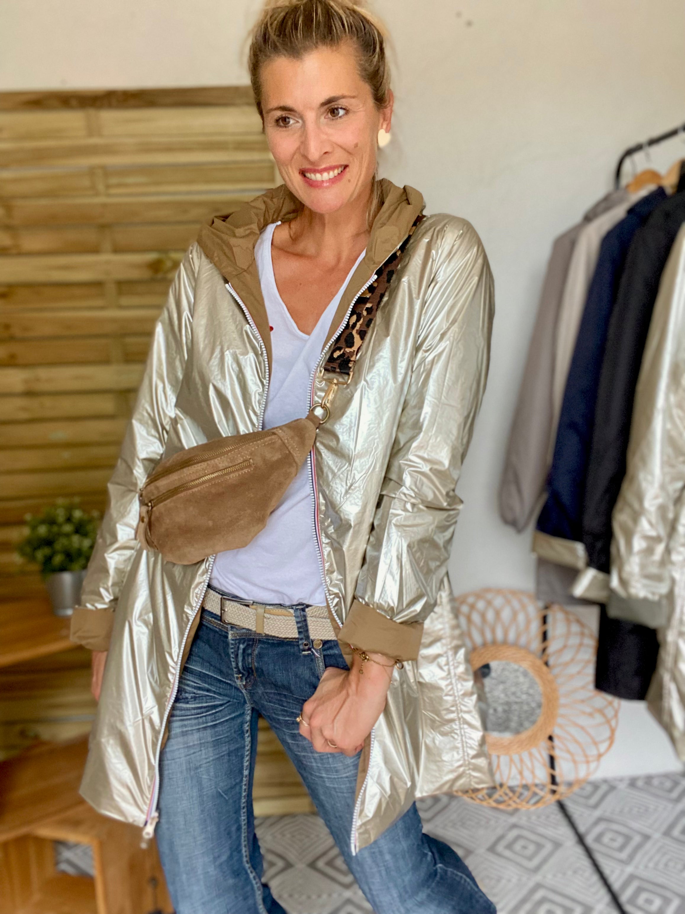 LAURA JO - Imperméable réversible rembourré LOUISON LONG - Camel/Doré