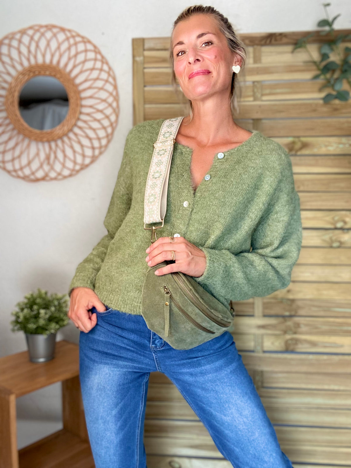 Gilet en maille MERYL - Olive