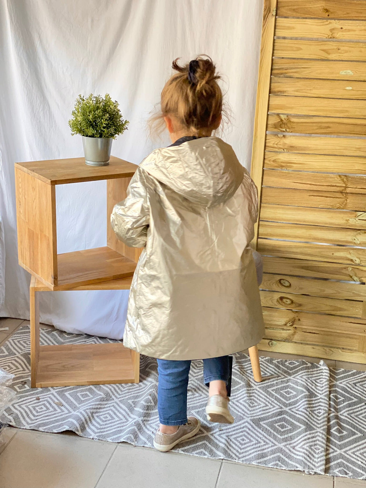 Imperméable réversible rembourré LOUISON KIDS enfant (mixte) - Bleu Marine / Doré