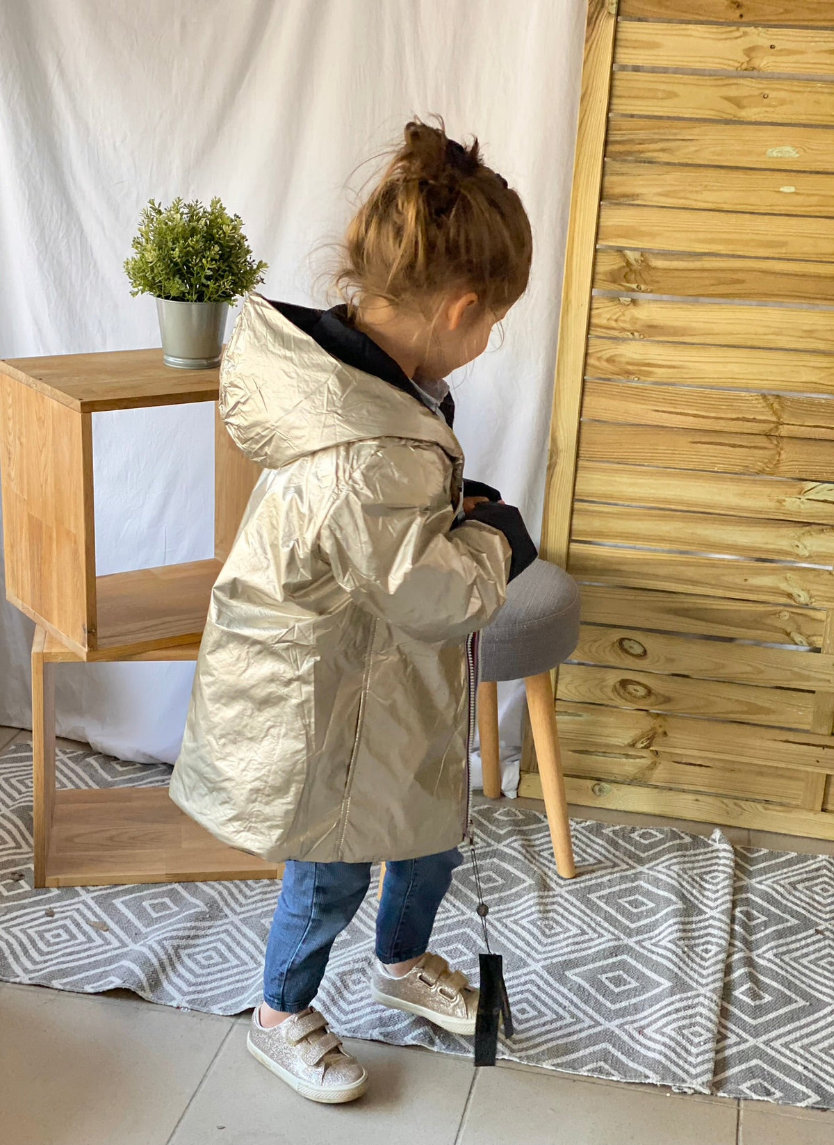 Imperméable réversible rembourré LOUISON KIDS enfant (mixte) - Bleu Marine / Doré