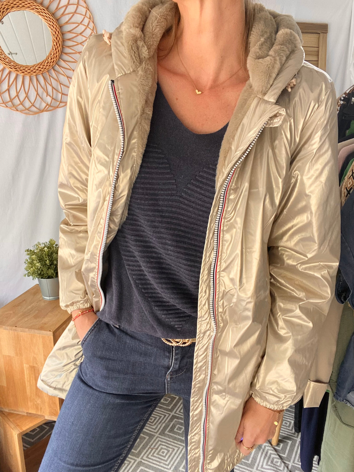LAURA JO - Parka Imperméable LOUISE LONG fourré - Doré