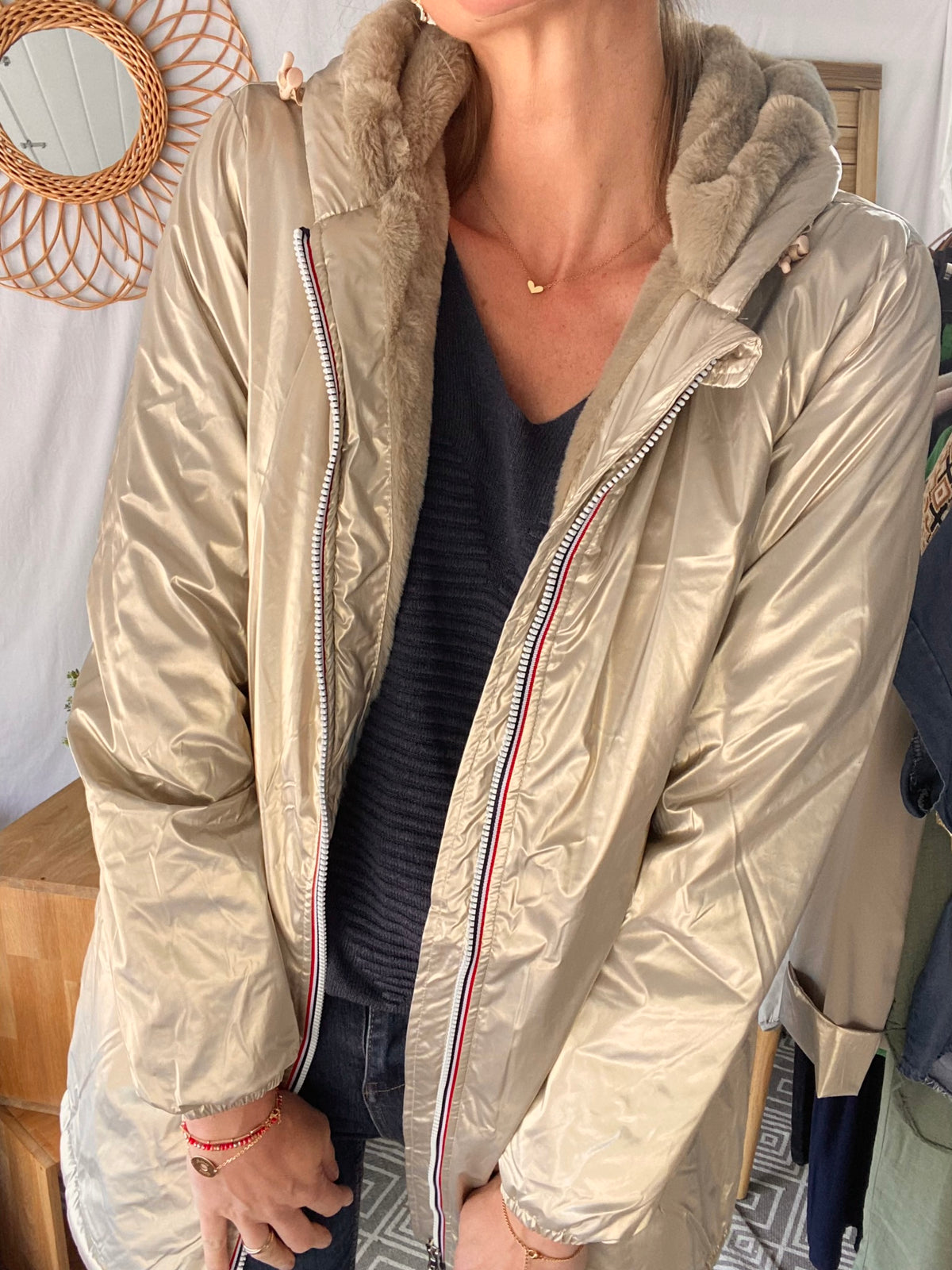 LAURA JO - Parka Imperméable LOUISE LONG fourré - Doré