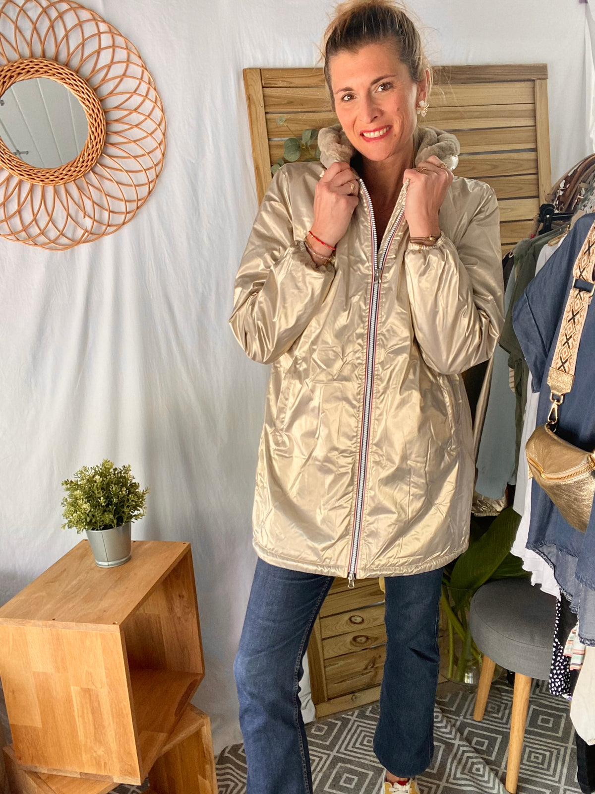 LAURA JO - Parka Imperméable LOUISE LONG fourré - Doré