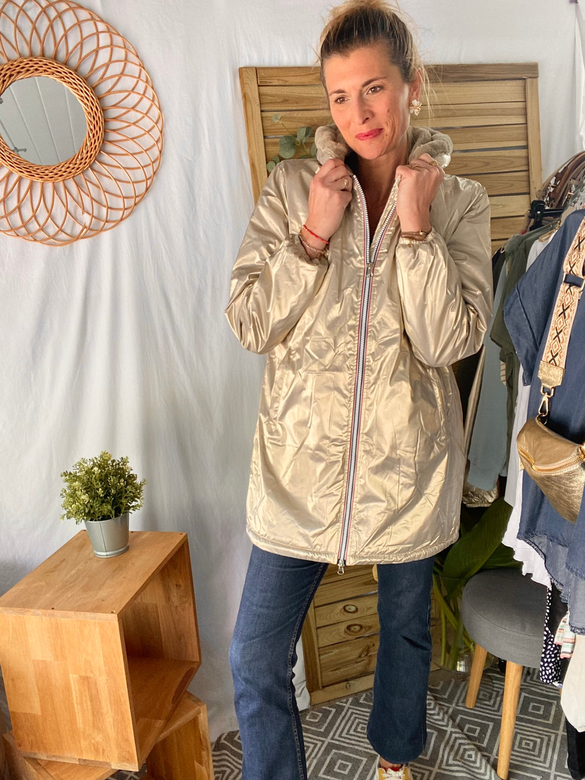 LAURA JO - Parka Imperméable LOUISE LONG fourré - Doré