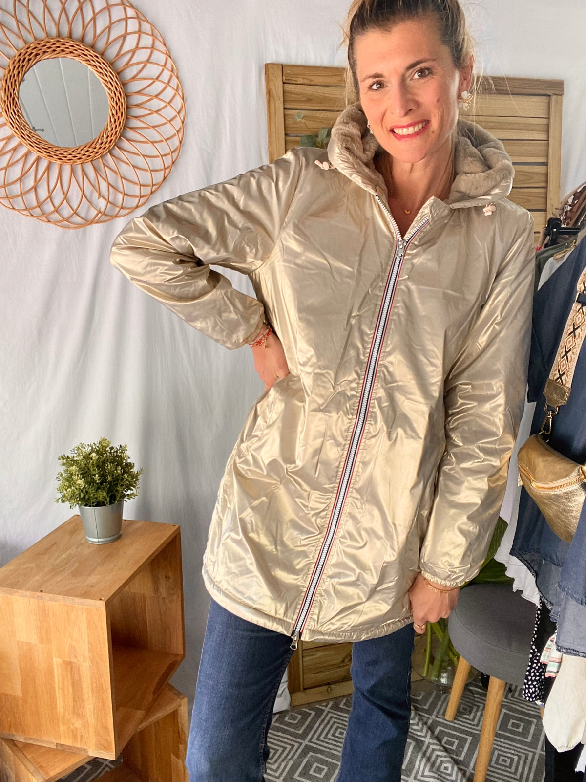 LAURA JO - Parka Imperméable LOUISE LONG fourré - Doré