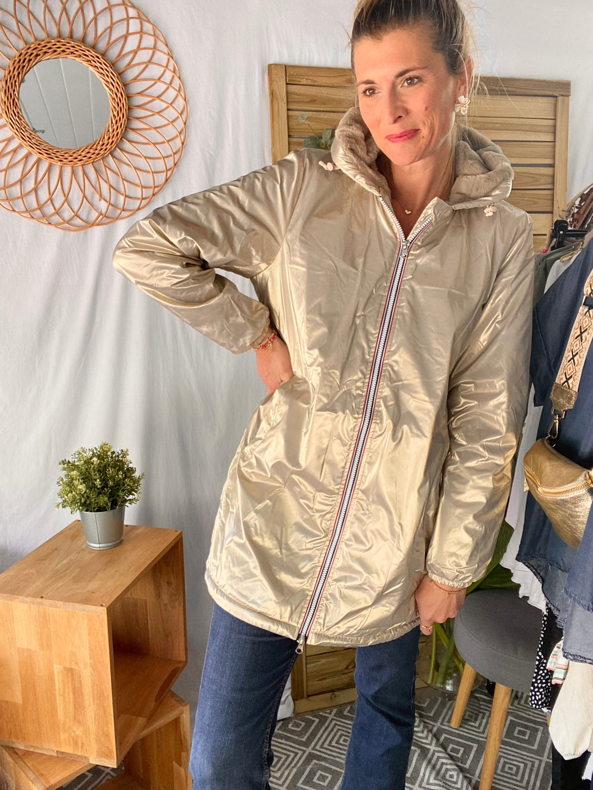 LAURA JO - Parka Imperméable LOUISE LONG fourré - Doré
