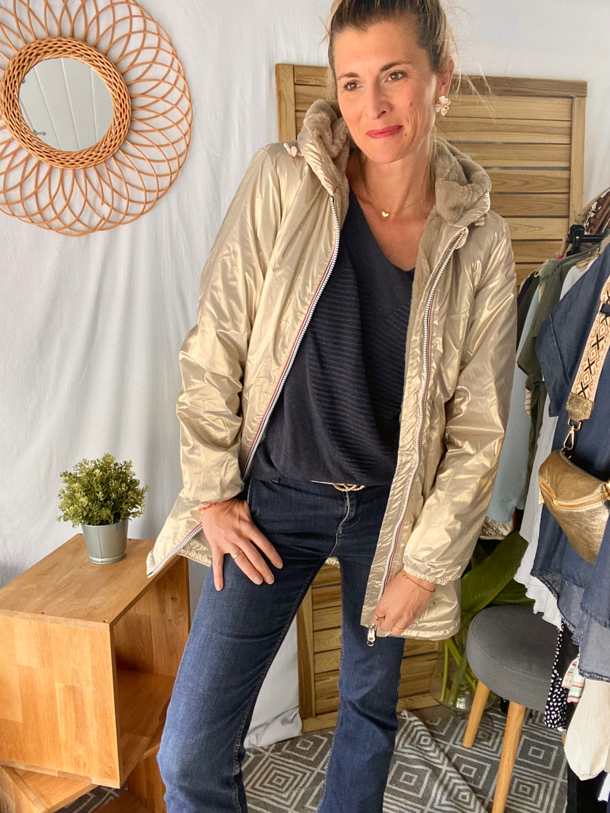 LAURA JO - Parka Imperméable LOUISE LONG fourré - Doré