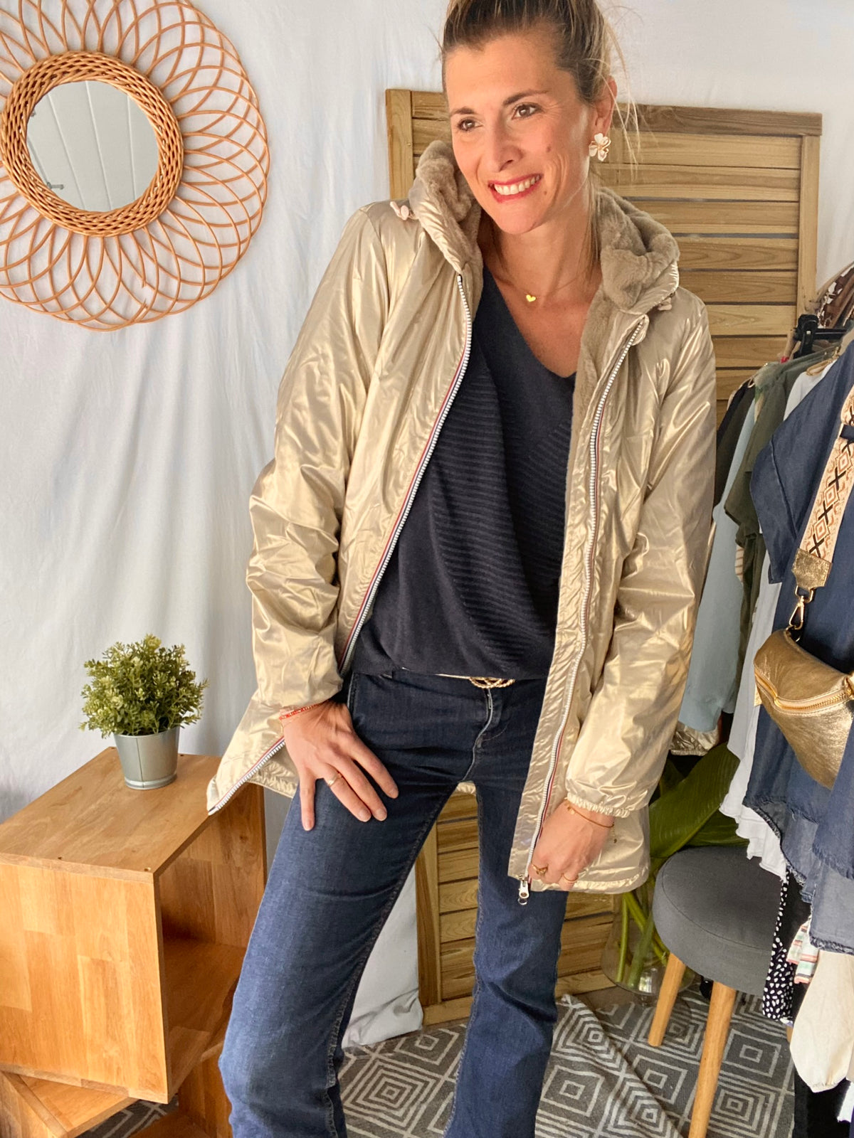 LAURA JO - Parka Imperméable LOUISE LONG fourré - Doré