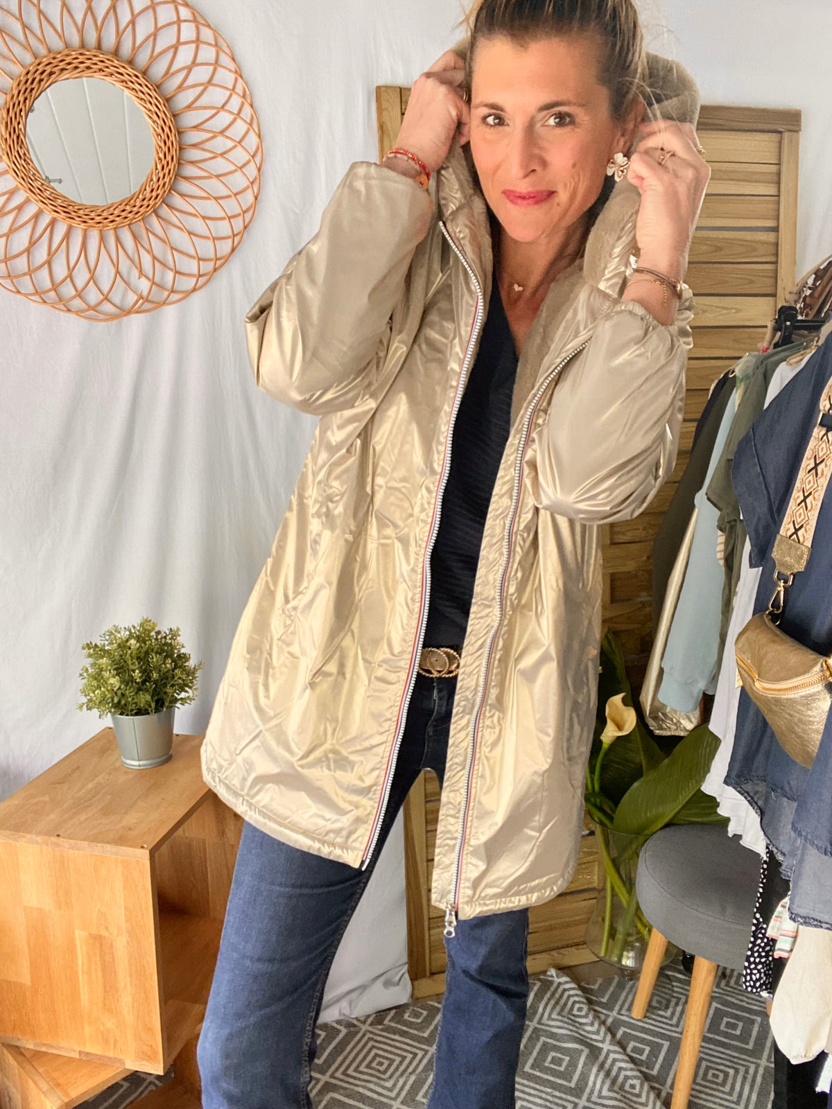 LAURA JO - Parka Imperméable LOUISE LONG fourré - Doré