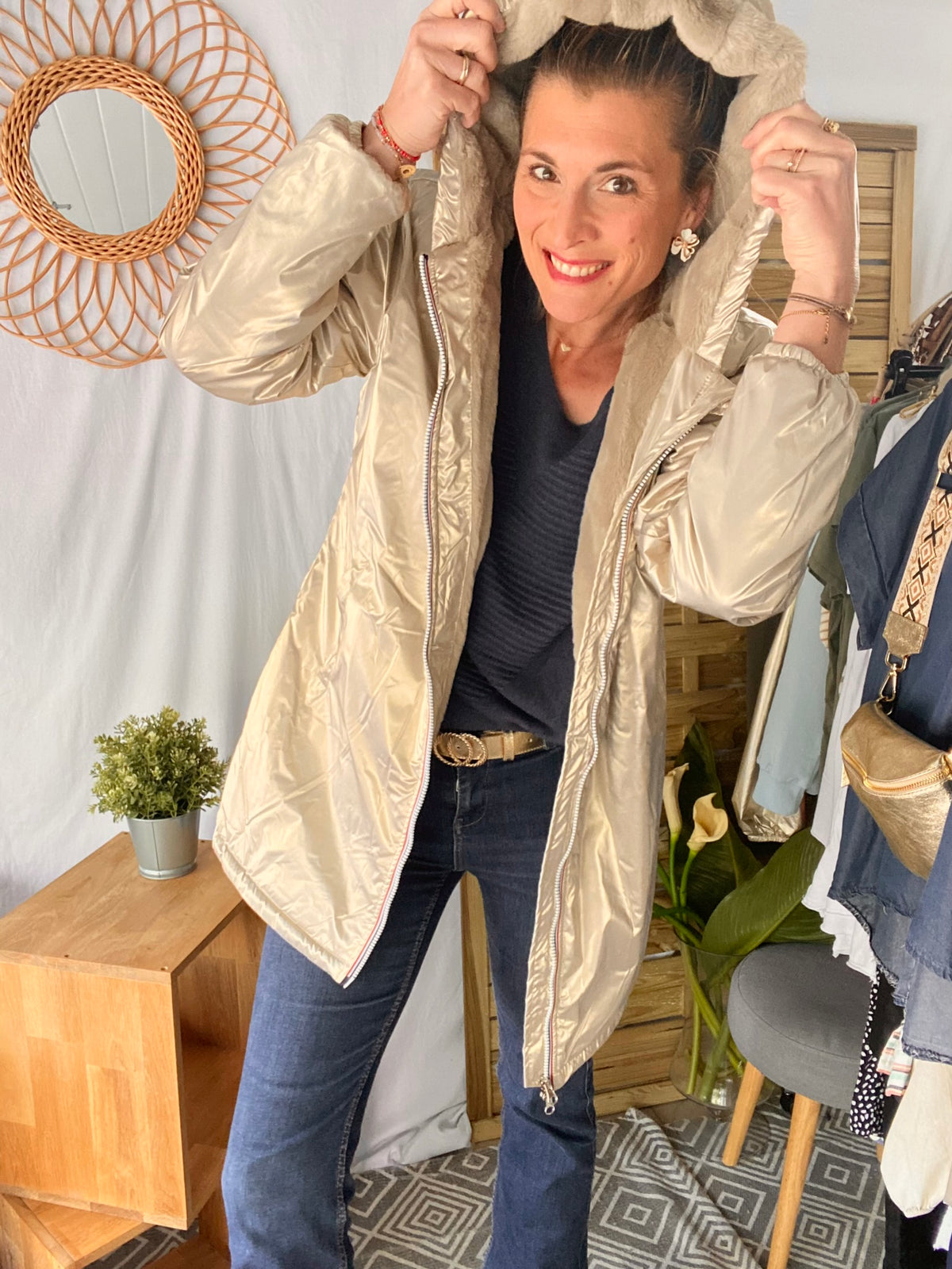 LAURA JO - Parka Imperméable LOUISE LONG fourré - Doré