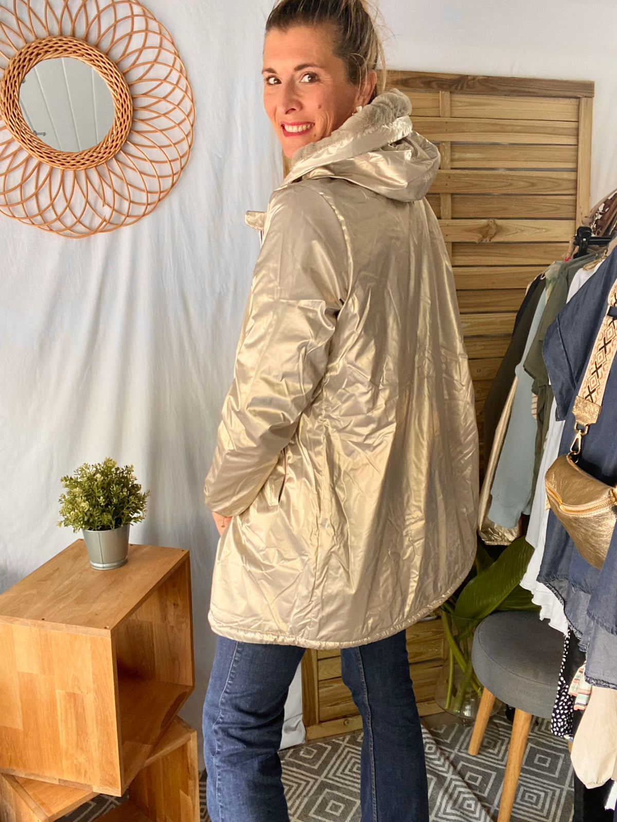 LAURA JO - Parka Imperméable LOUISE LONG fourré - Doré