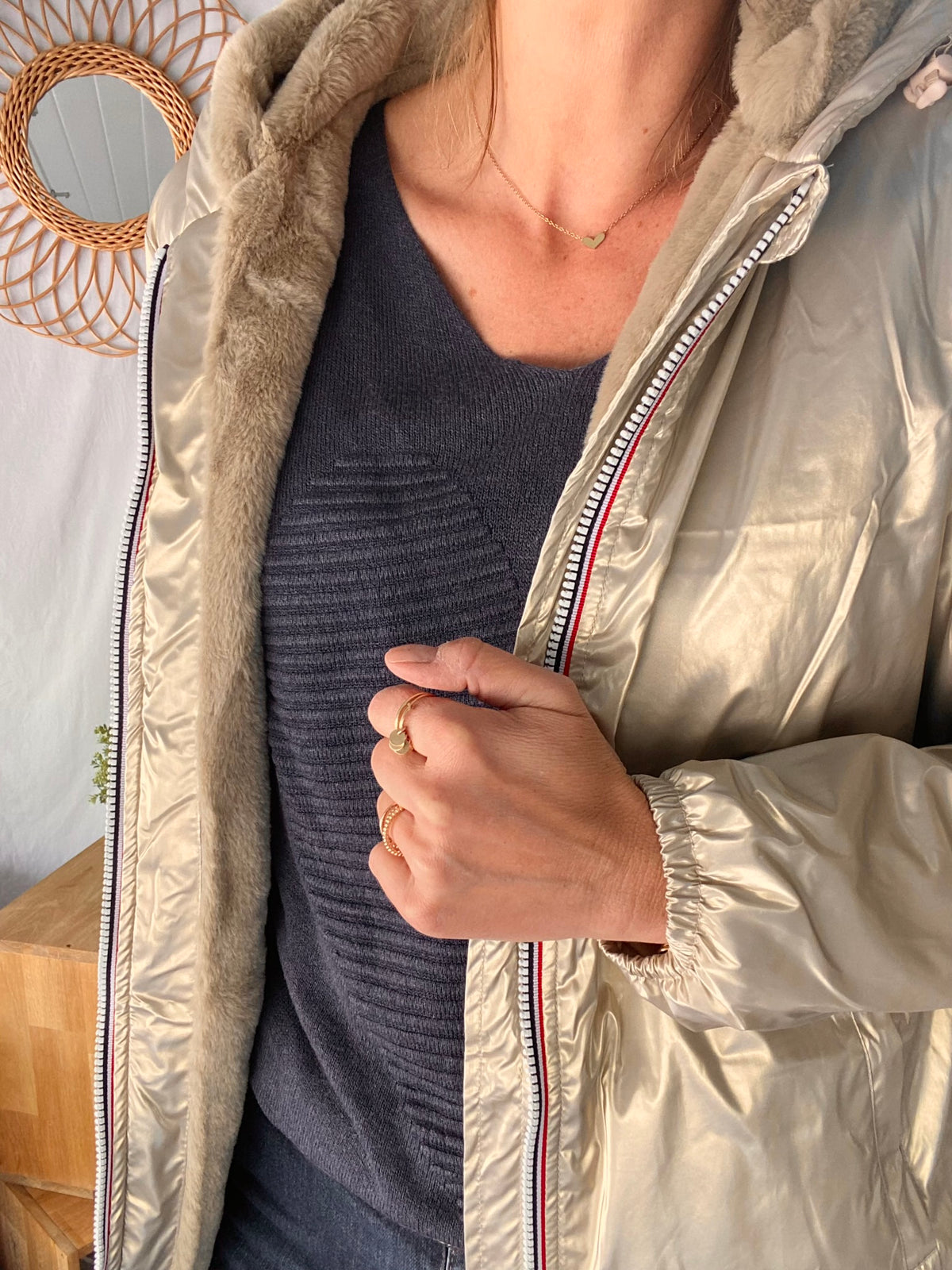 LAURA JO - Parka Imperméable LOUISE LONG fourré - Doré