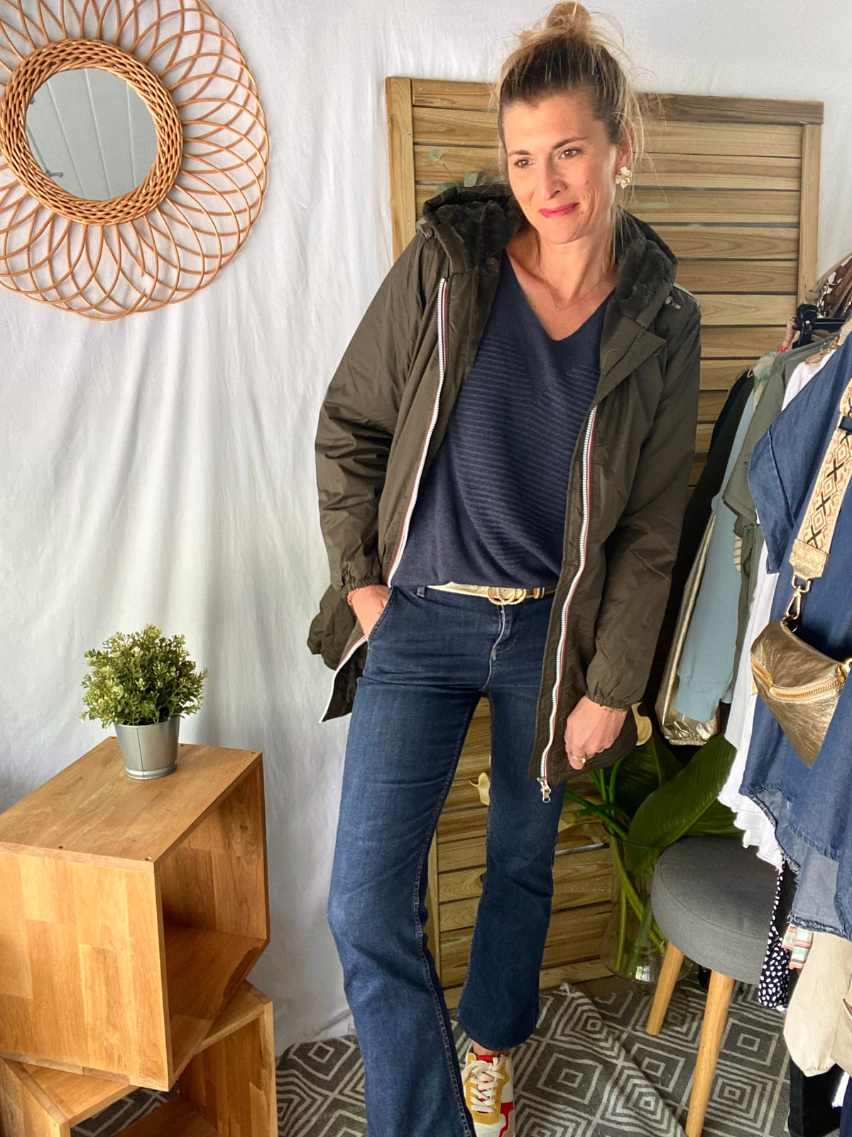 LAURA JO - Parka Imperméable LOUISE LONG fourré - Kaki