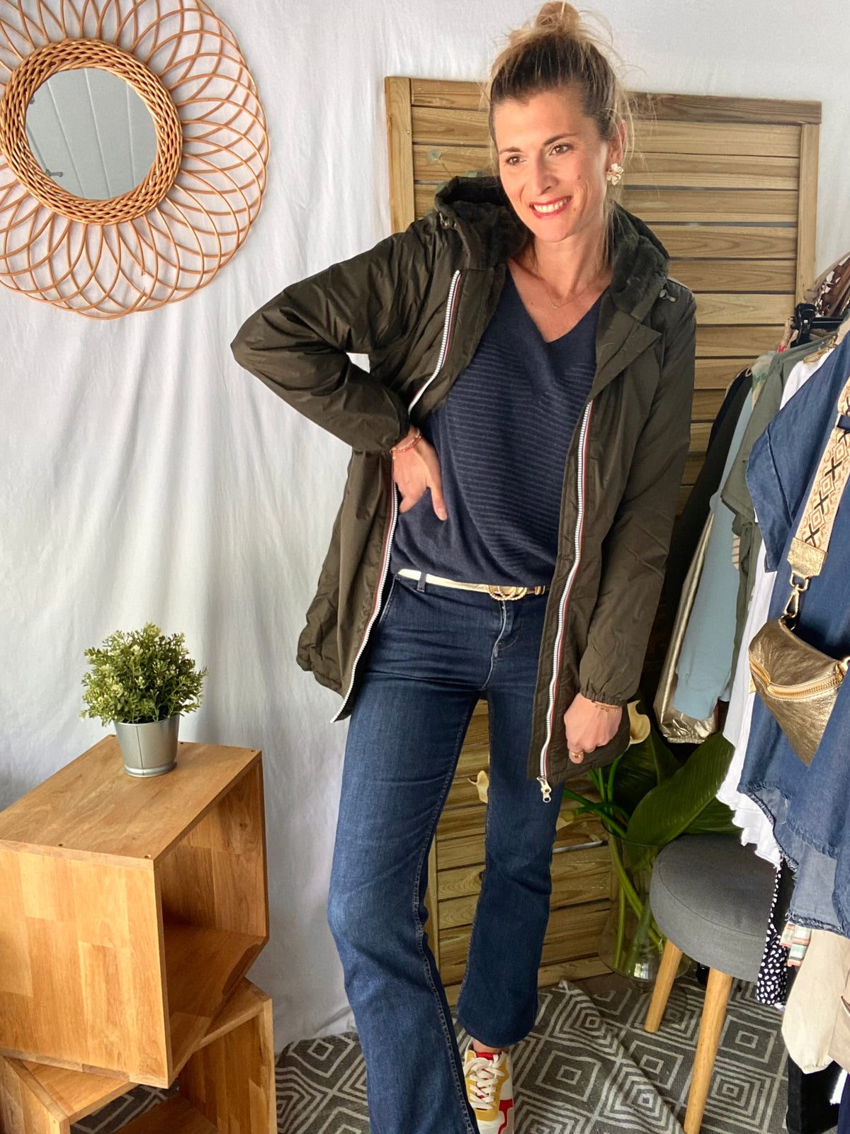 LAURA JO - Parka Imperméable LOUISE LONG fourré - Kaki