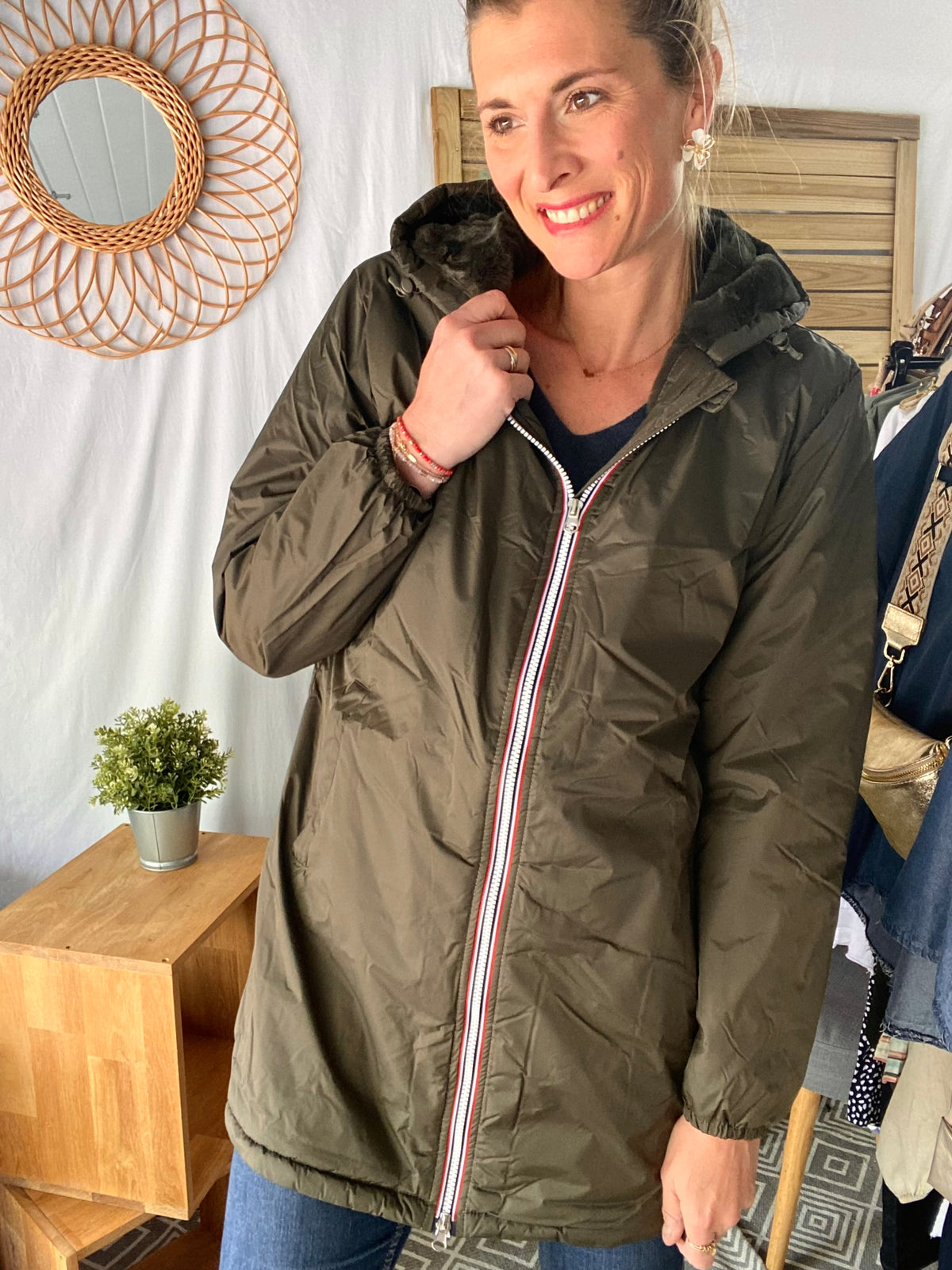 LAURA JO - Parka Imperméable LOUISE LONG fourré - Kaki