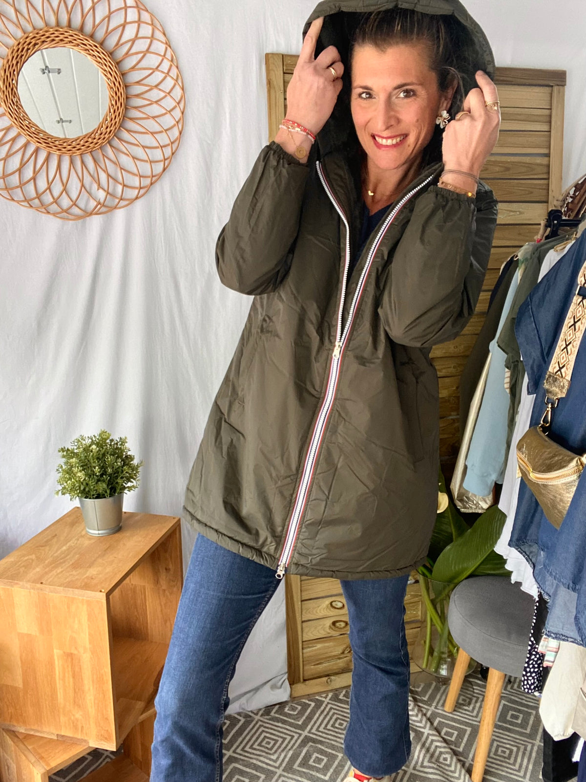 LAURA JO - Parka Imperméable LOUISE LONG fourré - Kaki