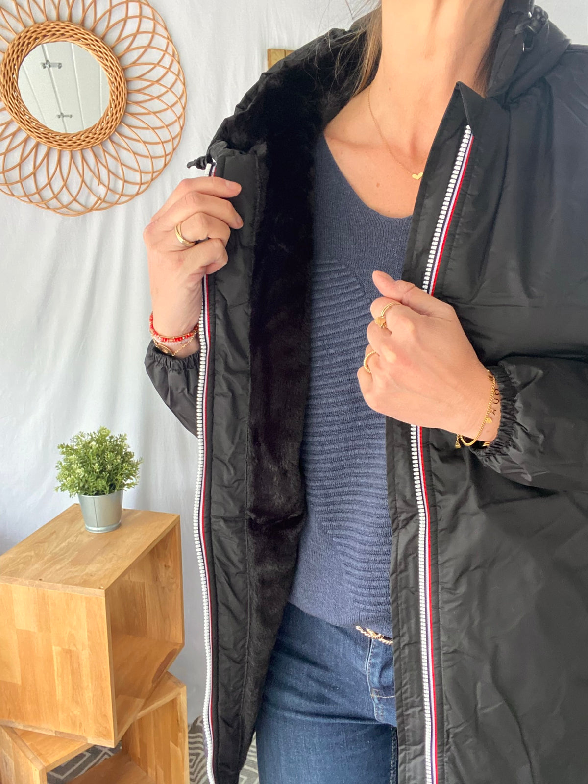 LAURA JO- Parka Imperméable LOUISE LONG fourré - Noir