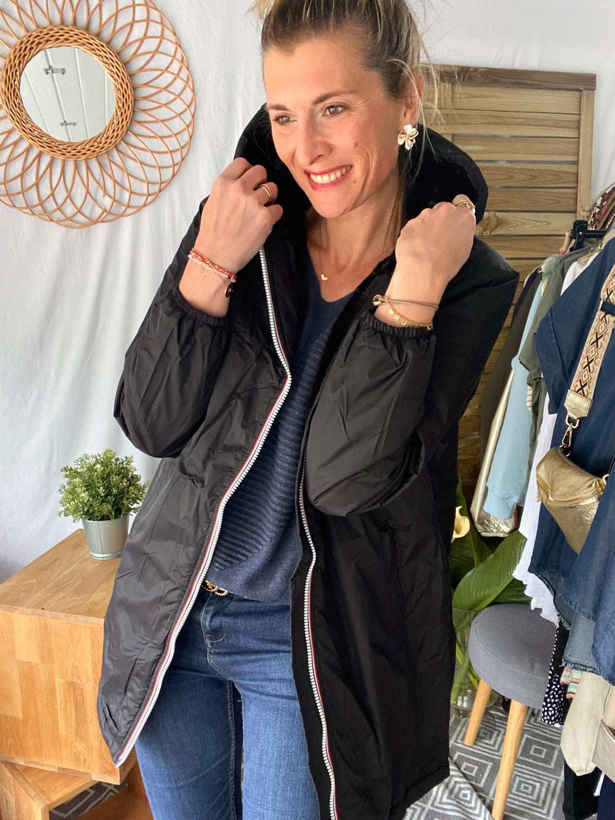 LAURA JO- Parka Imperméable LOUISE LONG fourré - Noir