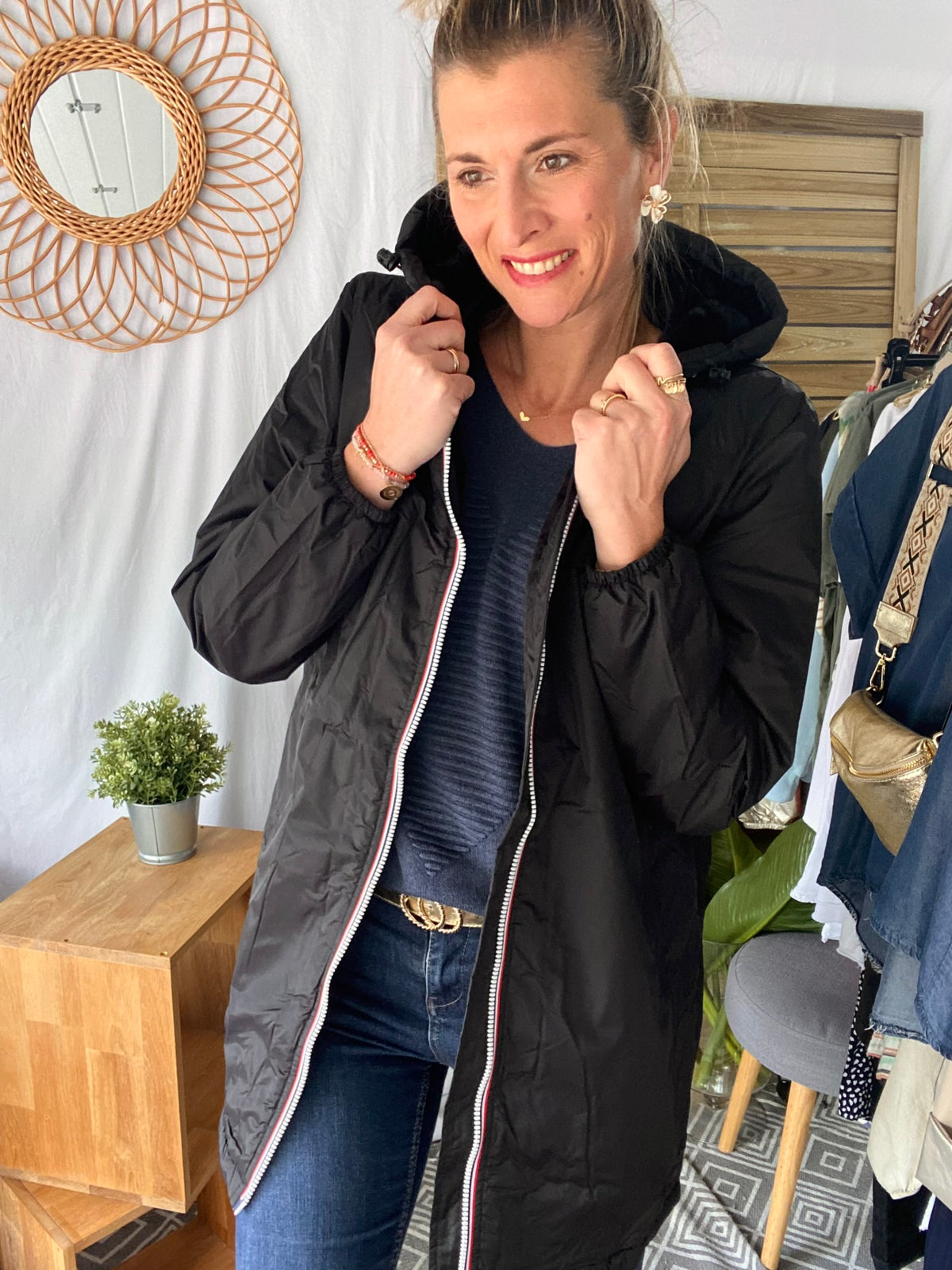 LAURA JO- Parka Imperméable LOUISE LONG fourré - Noir