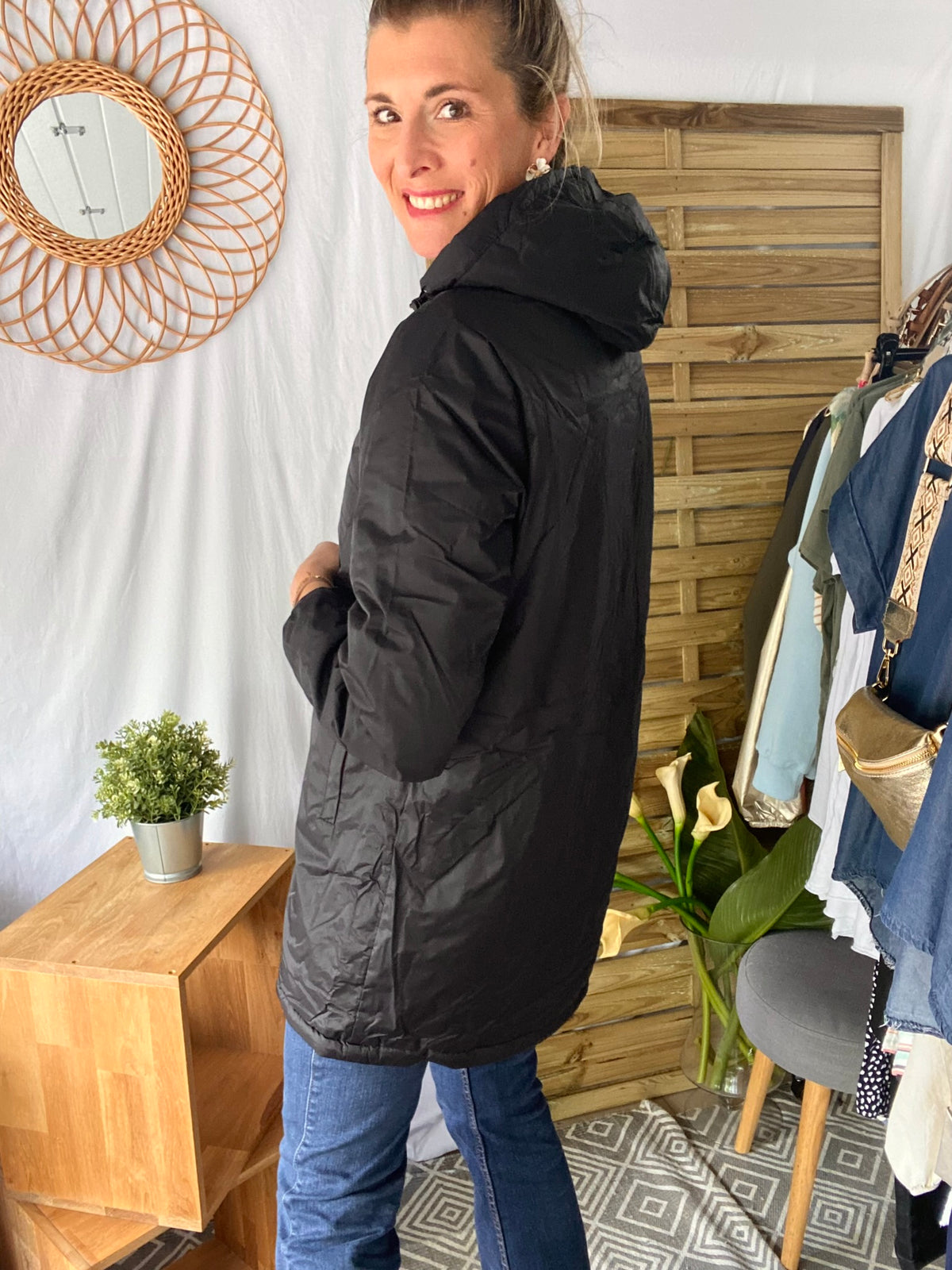 LAURA JO- Parka Imperméable LOUISE LONG fourré - Noir