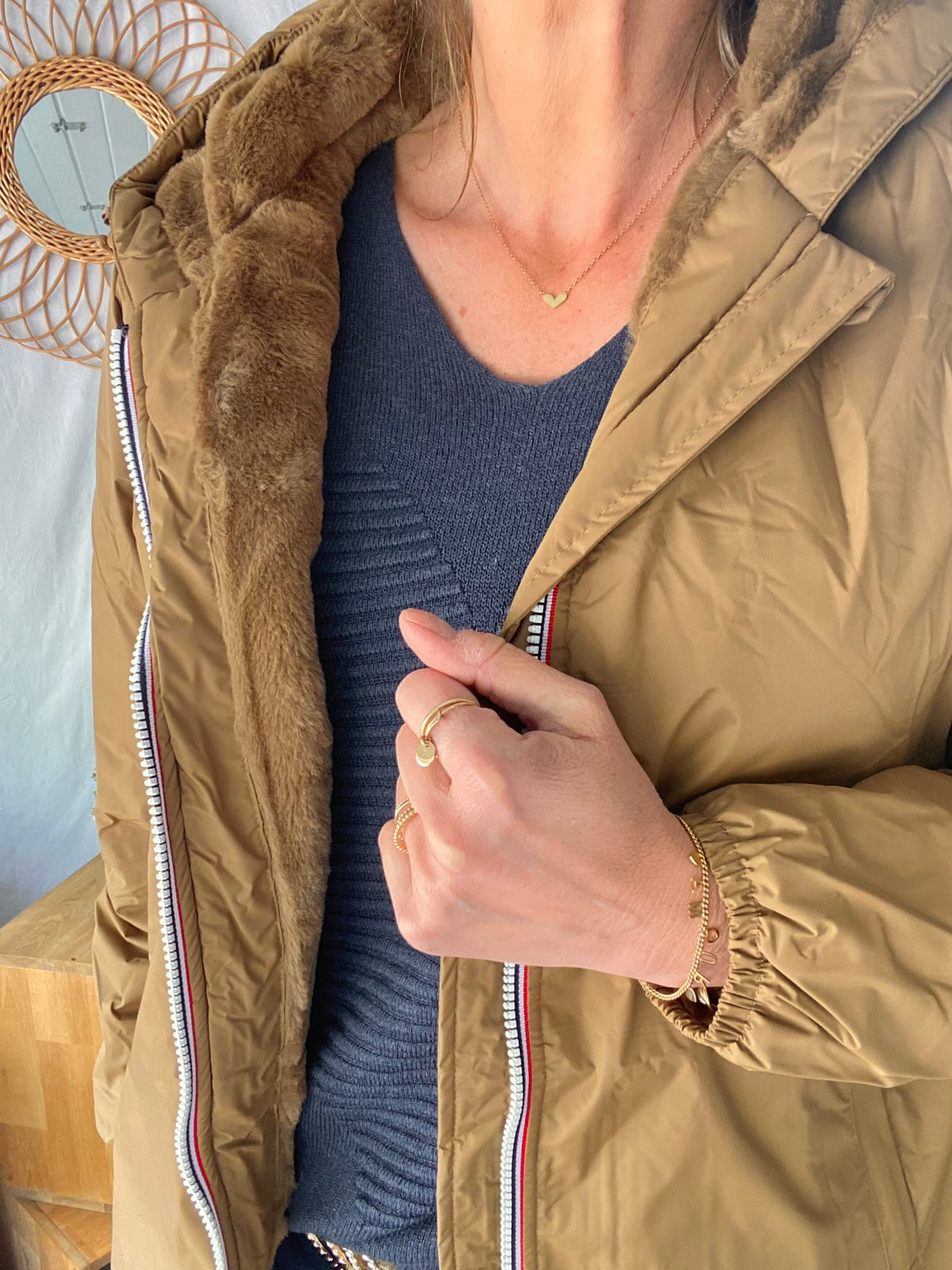 LAURA JO - Parka Imperméable LOUISE LONG fourré - Camel