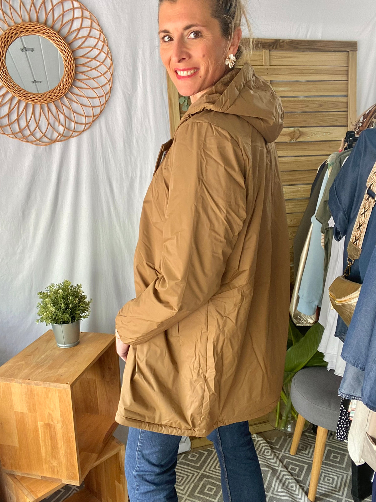 LAURA JO - Parka Imperméable LOUISE LONG fourré - Camel