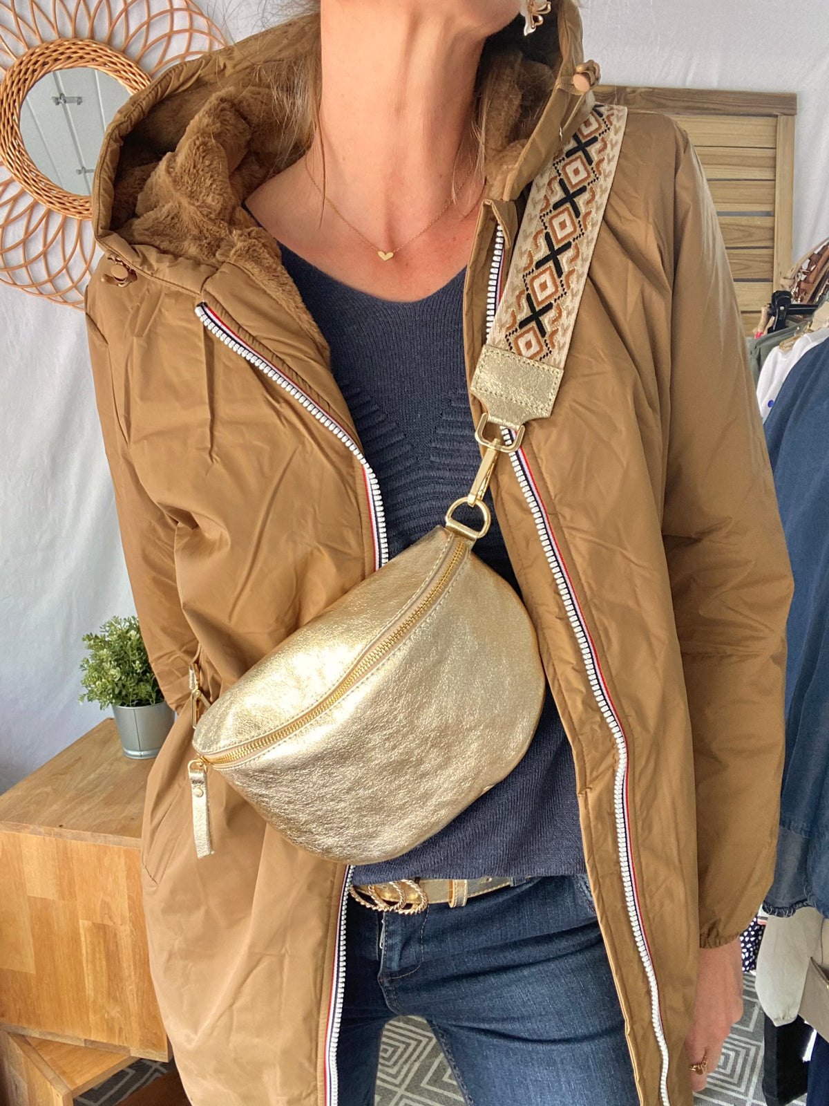 LAURA JO - Parka Imperméable LOUISE LONG fourré - Camel