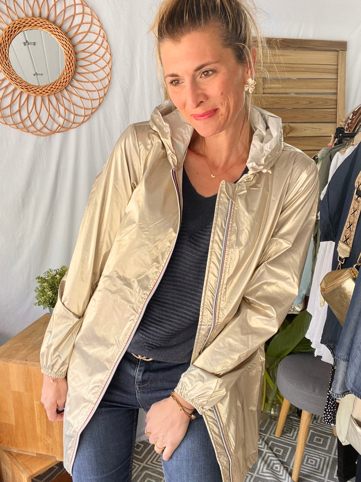 LAURA JO - Coupe vent imperméable ANNA LONG léger - Doré