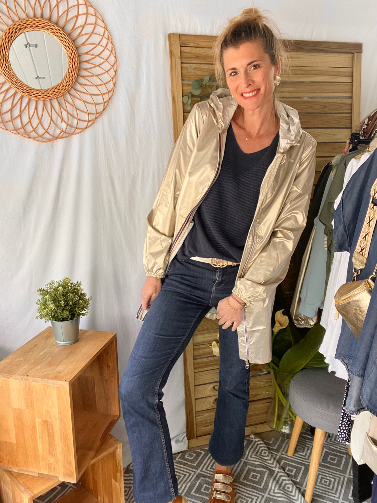 LAURA JO - Coupe vent imperméable ANNA LONG léger - Doré