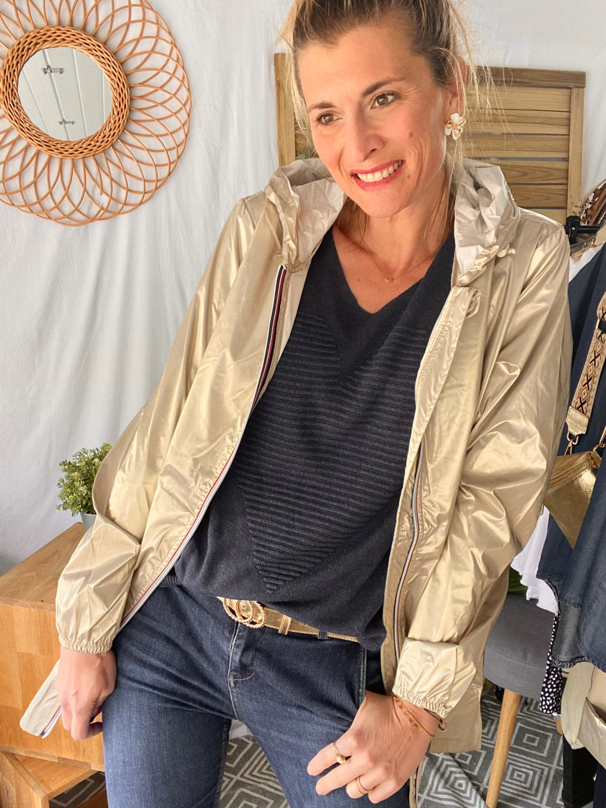 LAURA JO - Coupe vent imperméable ANNA LONG léger - Doré