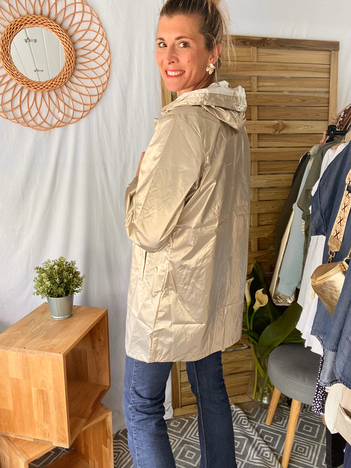 LAURA JO - Coupe vent imperméable ANNA LONG léger - Doré